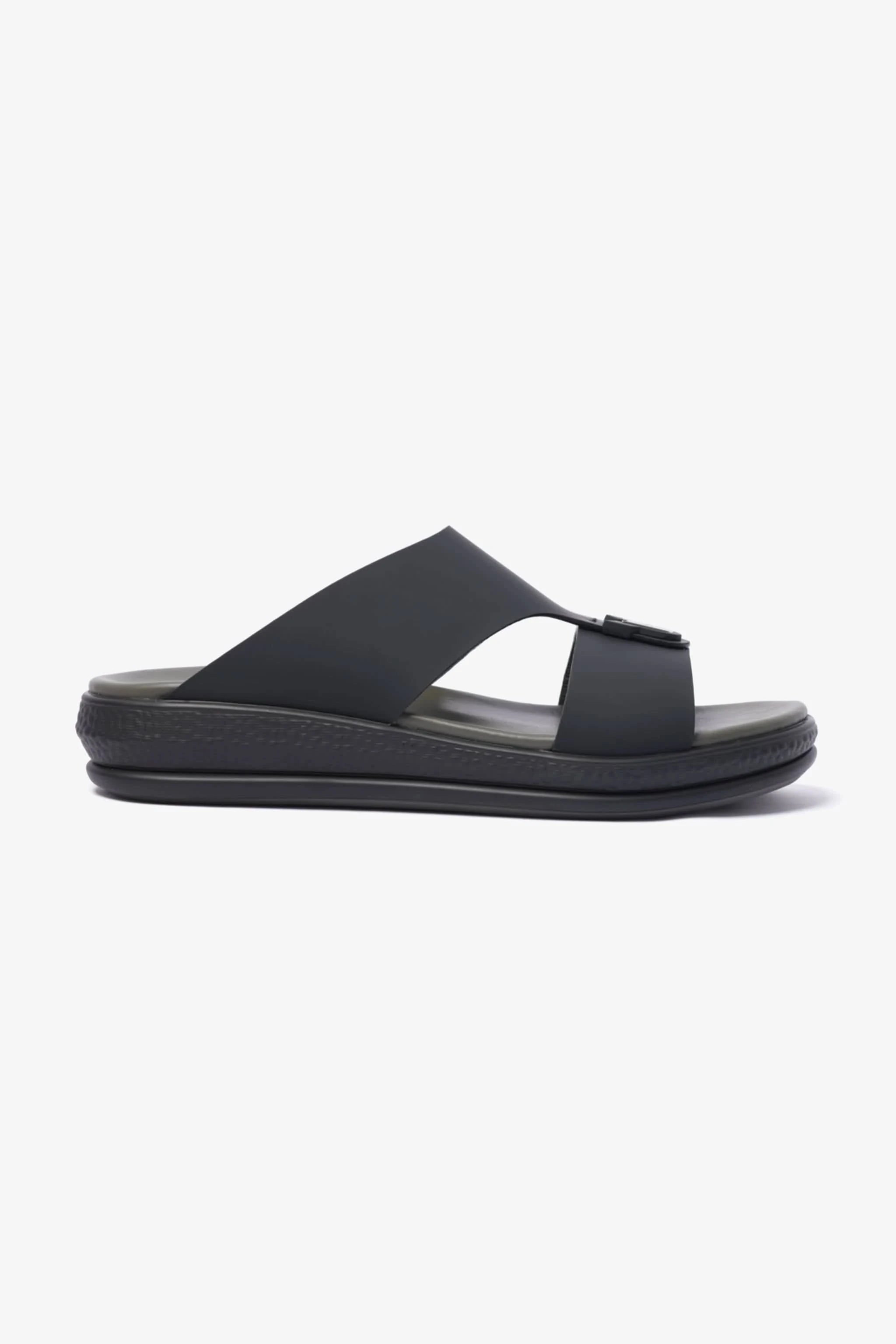 COMFORT PLUS MENS LEATHER SANDALS BLACK - Seventy7