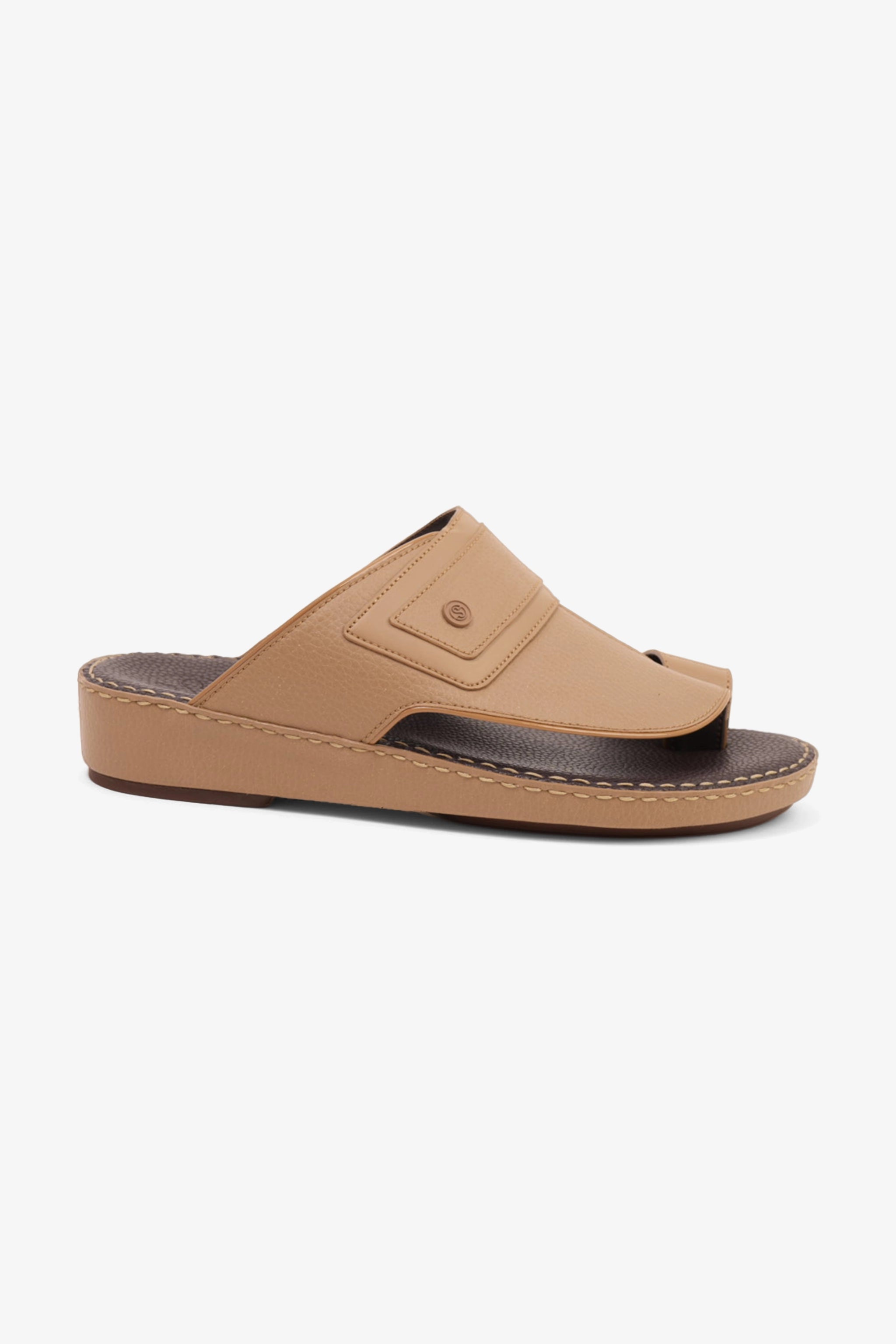 COMFORT PLUS LEATHER SANDALS WITH COMFORTABLE FOOTBED OLIVE BROWN - Seventy7