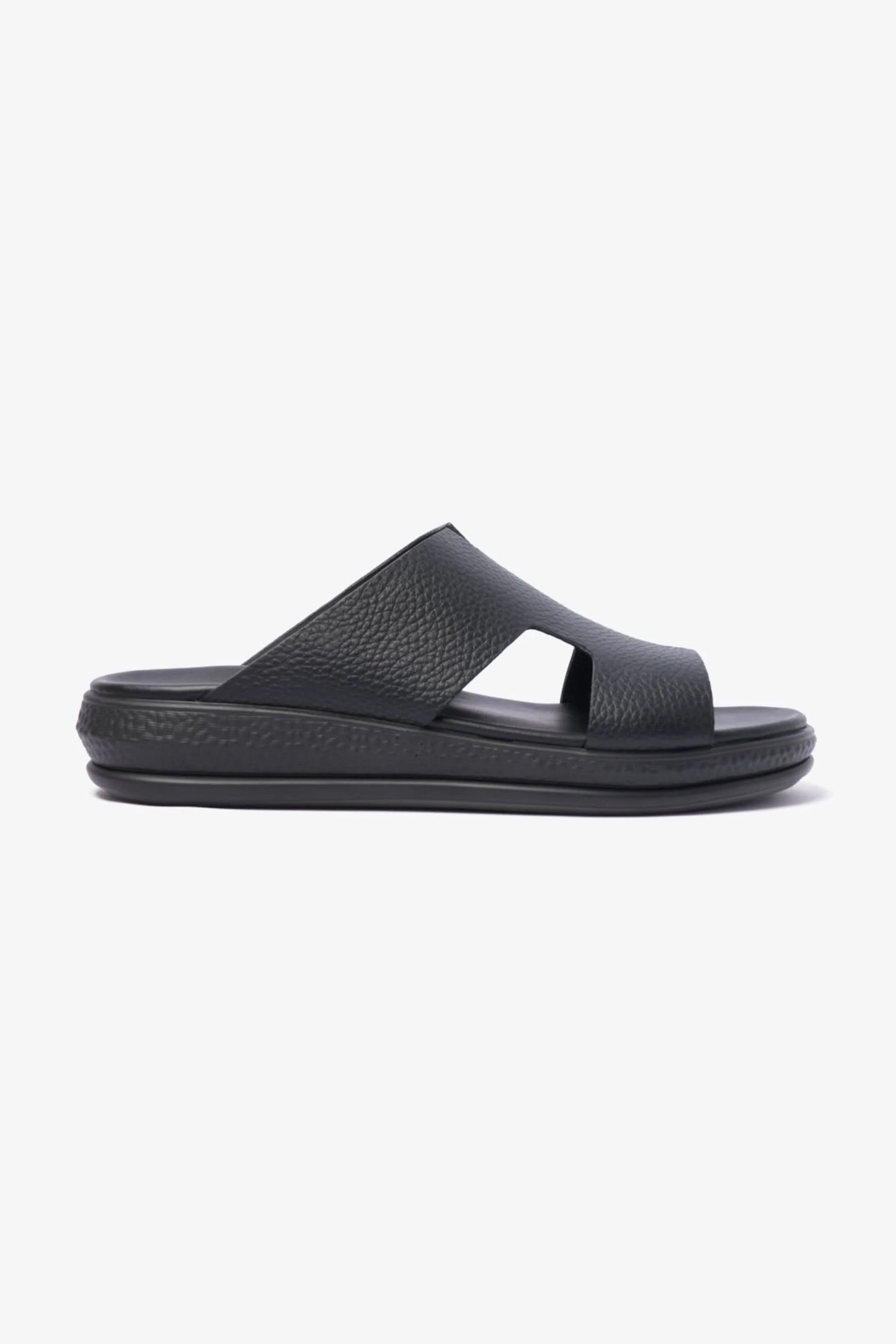 COMFORT PLUS CLASSIC LEATHER SANDALS FOR MENS BLACK - Seventy7