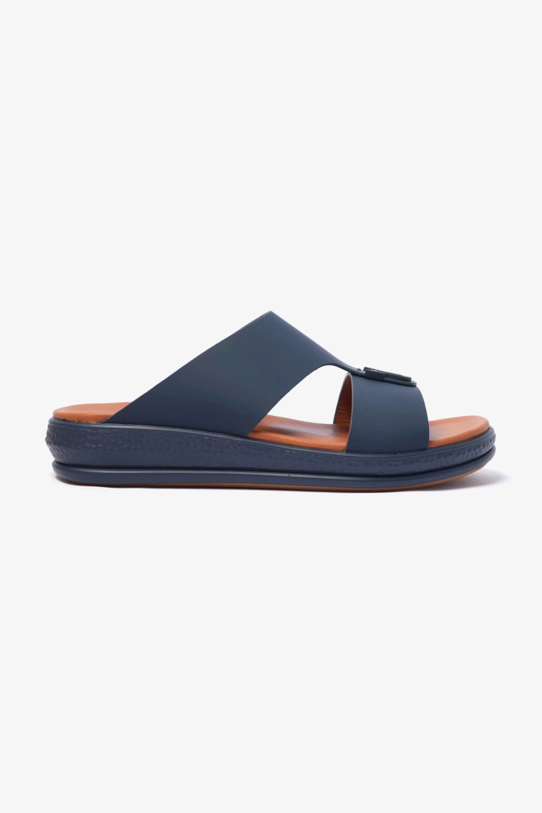 COMFORT PLUS MENS LEATHER SANDALS NAVY - Seventy7