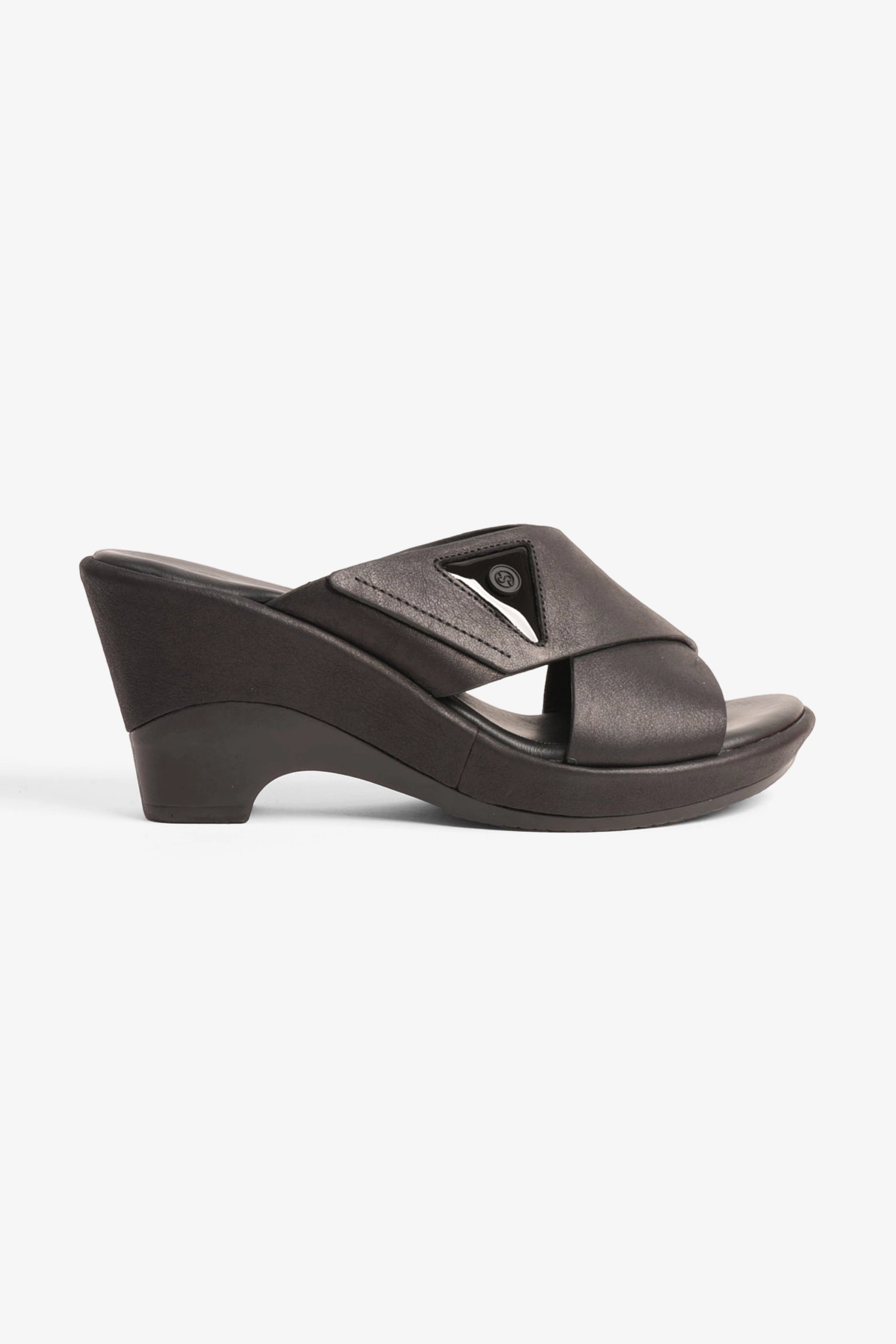 COMFORT PLUS LADIES  SANDALS  - 9108 BLACK - Seventy7