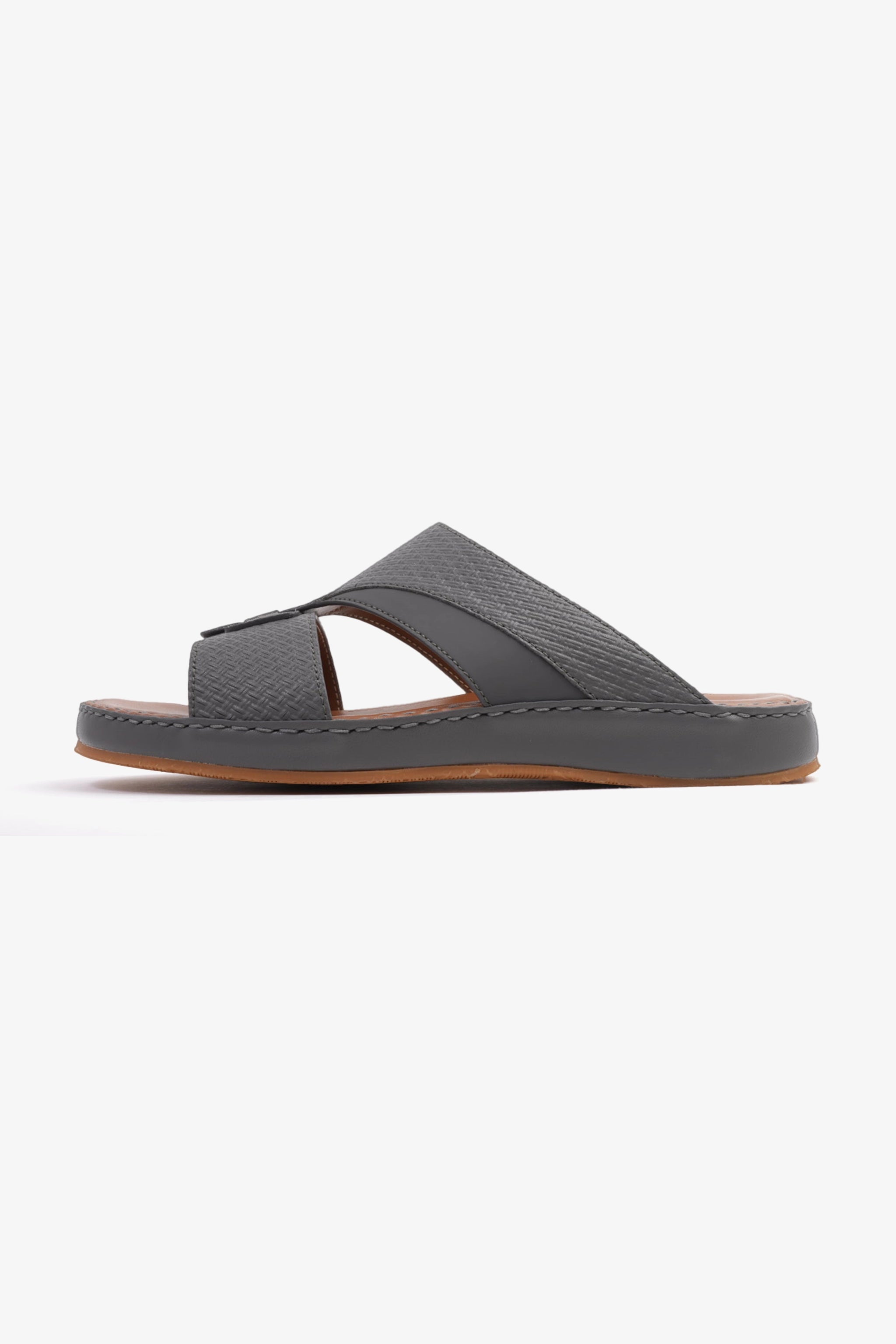 COMFORT PLUS MEN'S GENIUNE LEATHER COMFORTABLE FOOTBED SANDALS DARK-GREY - Seventy7