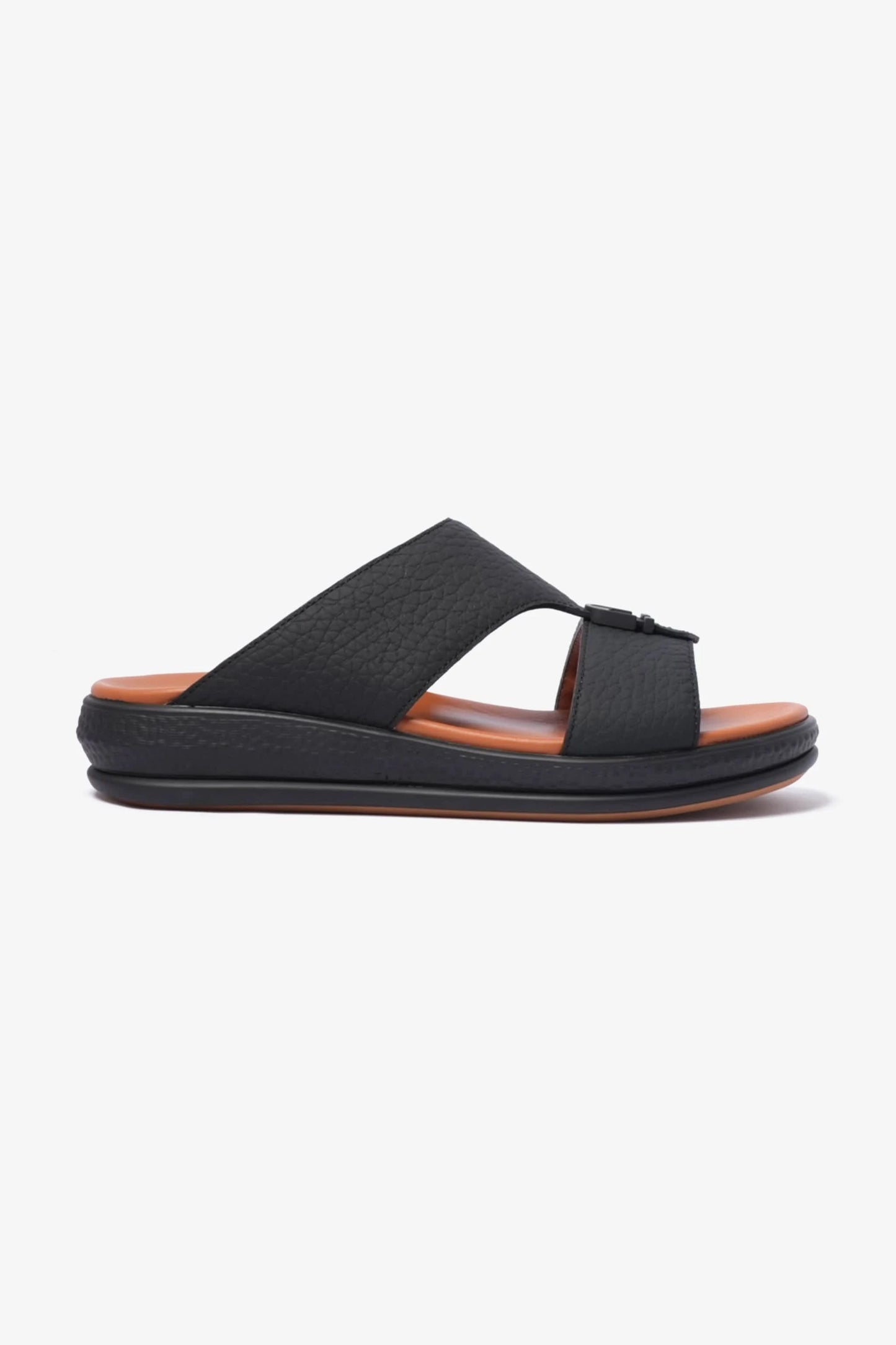 COMFORT PPLUS STYLISH TRIMS MENS LEATHER SANDALS BLACK - Seventy7