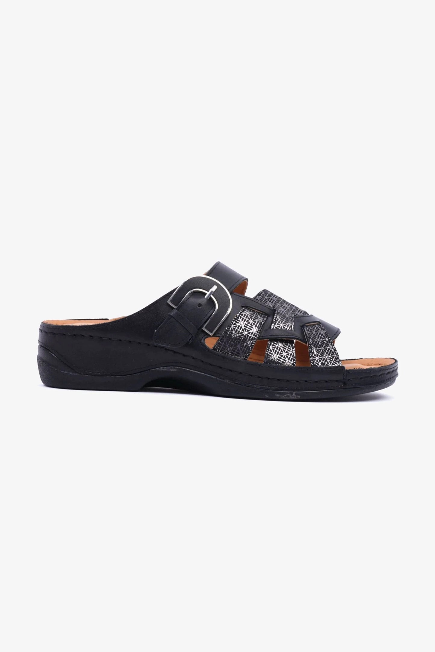 Comfort Plus Stylish and Comfortable Double Buckle Sandals Black - Seventy7