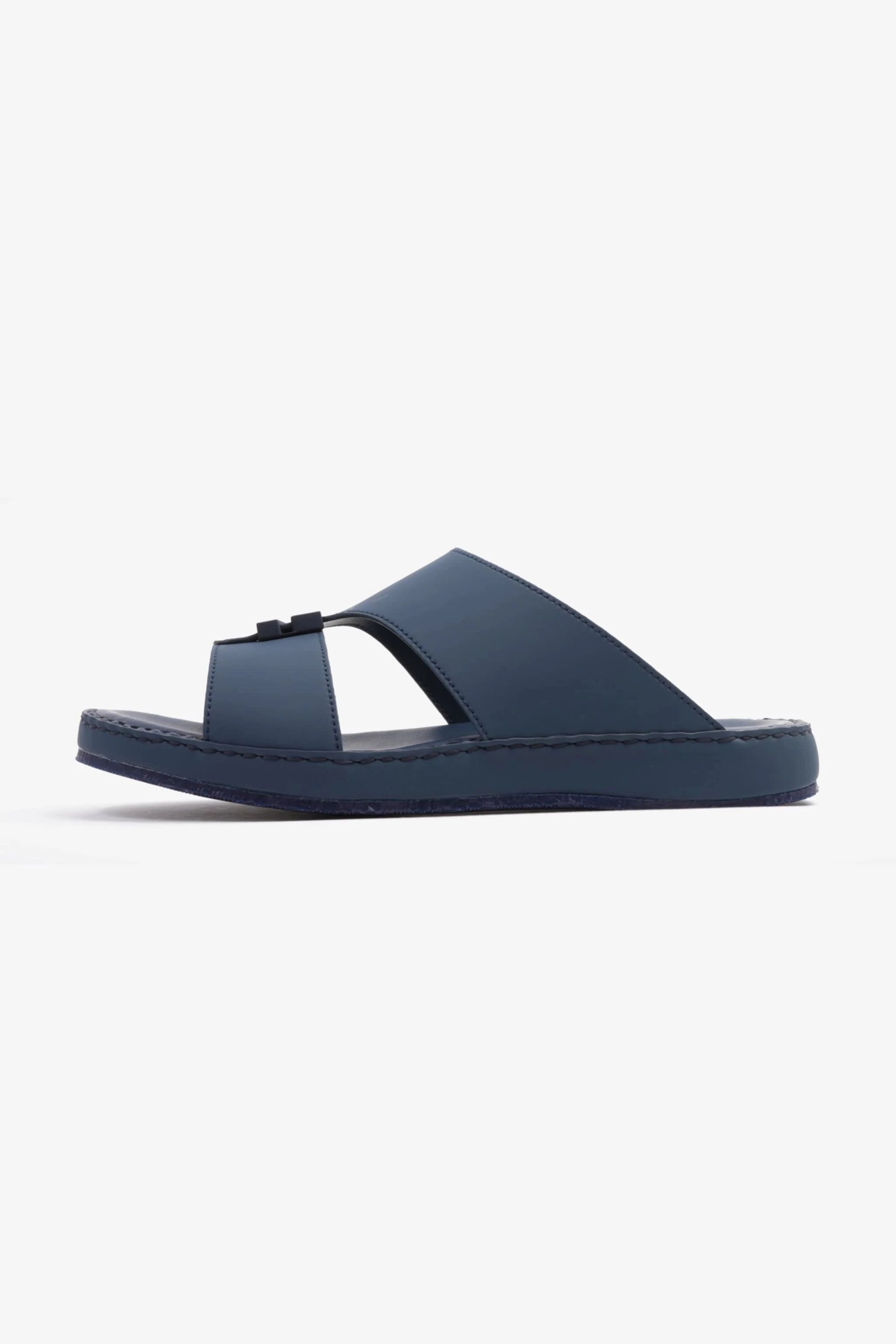COMFORT PLUS MATTE LEATHER STYLISH TRIM MENS SANDALS NAVY - Seventy7