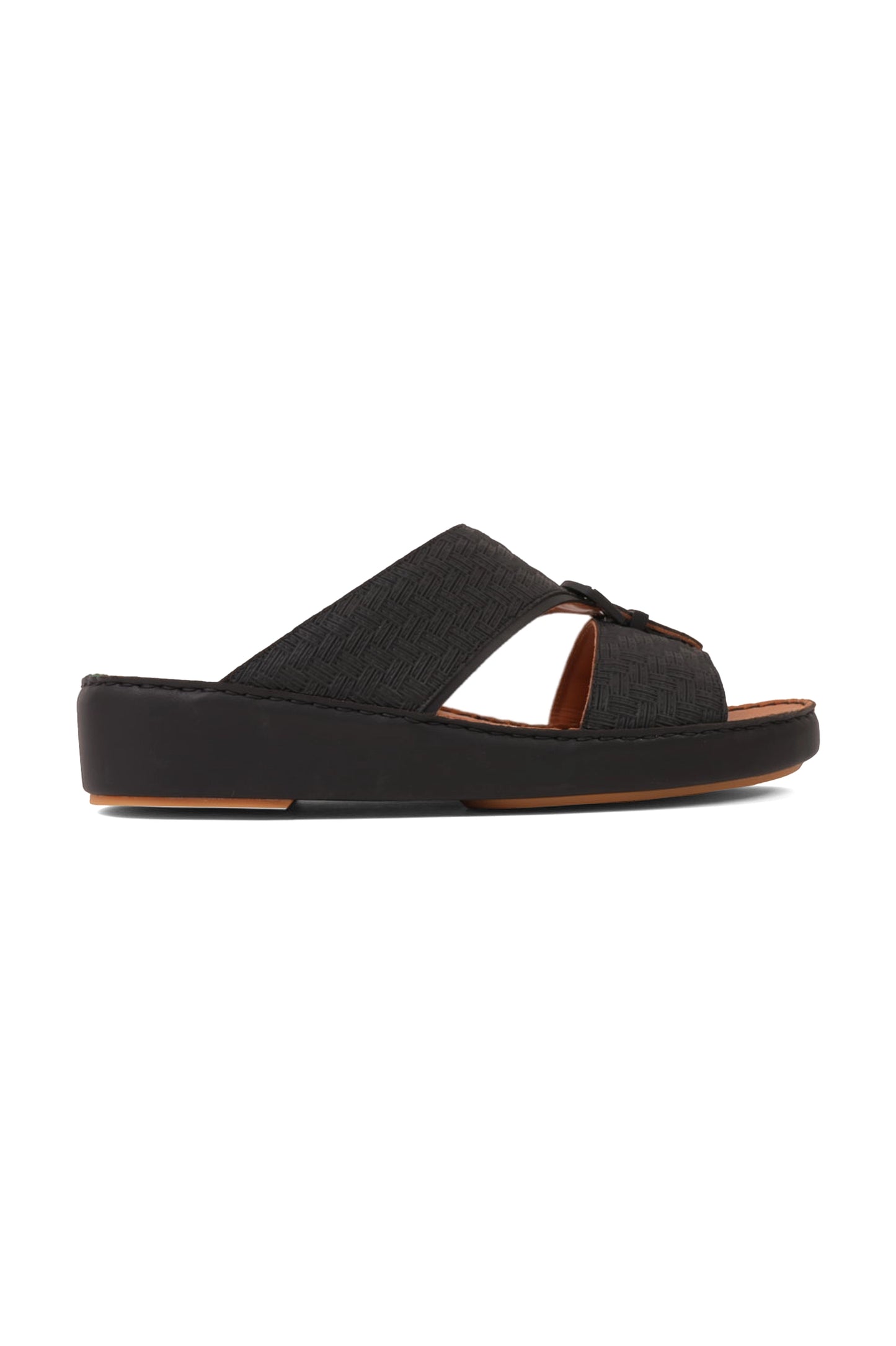UOMO CAVALIER PREMIUM LEATHER ARABIC SANDALS BLACK - Seventy7