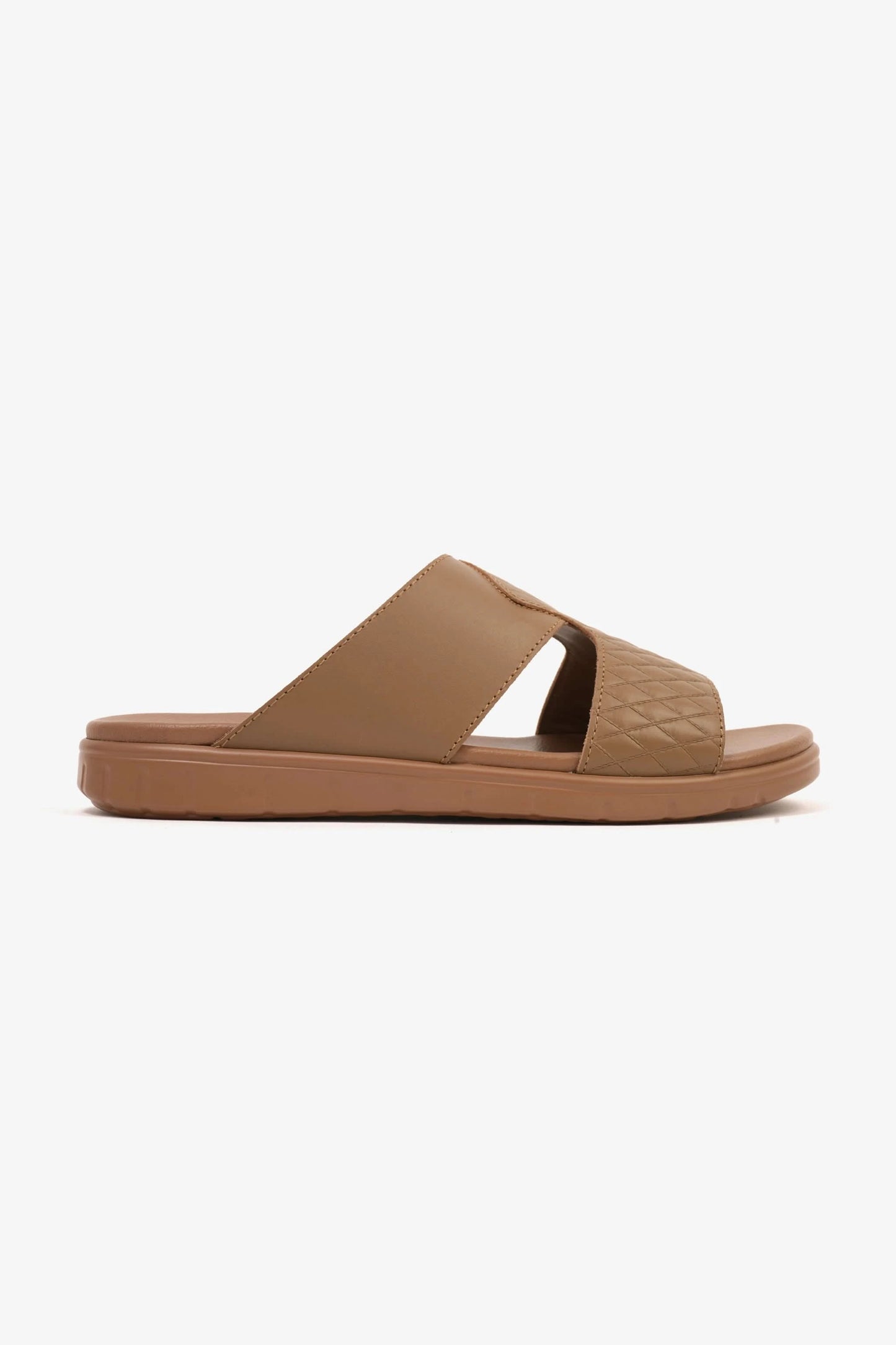 Comfort Plus Men's Quilted Leather Sandals with Stylish Cutouts Olive Brown - Seventy7