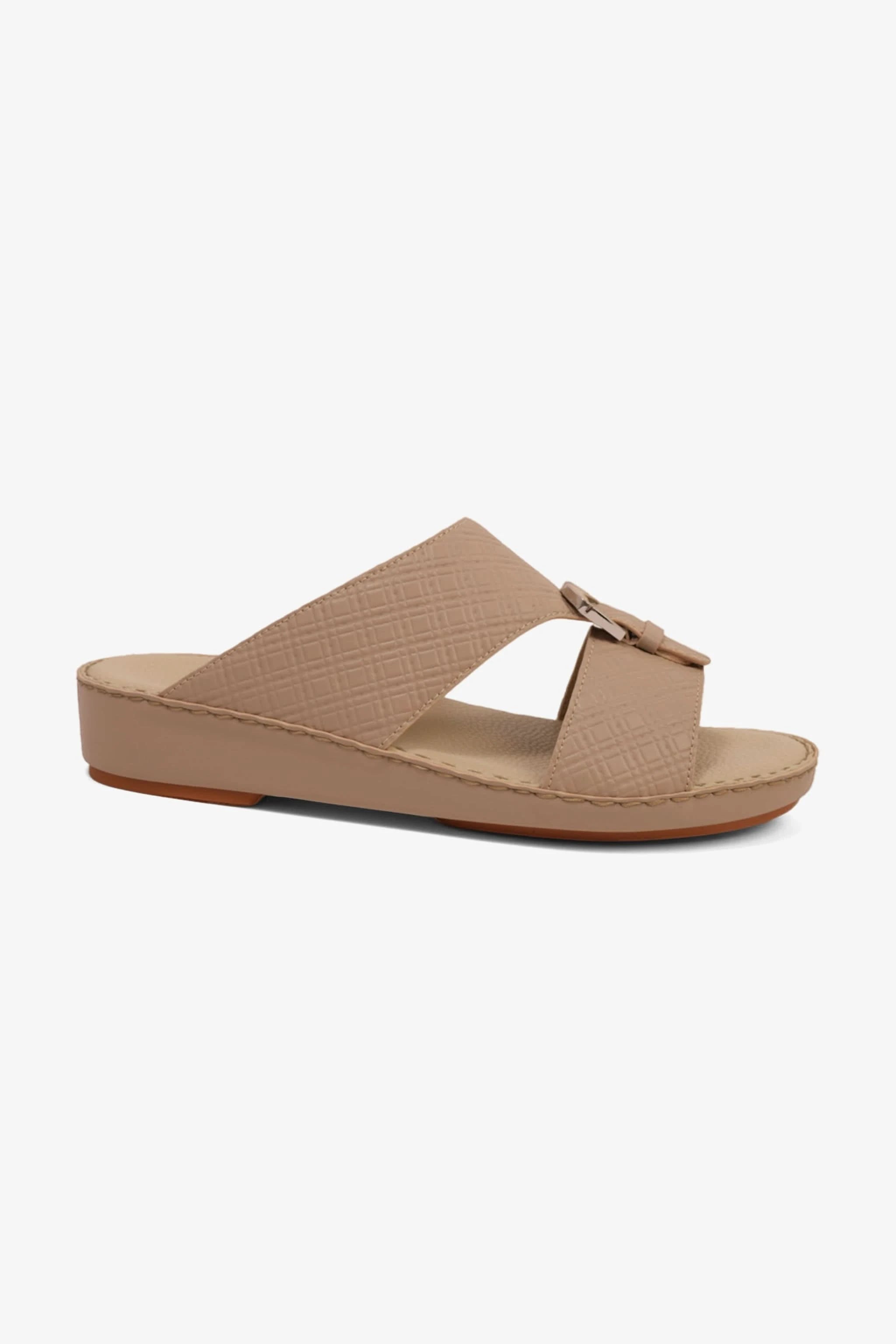 COMFORT PLUS MEN'S CUSHIONED LEATHER SLIP-ON SANDALS MANDORLA - Seventy7