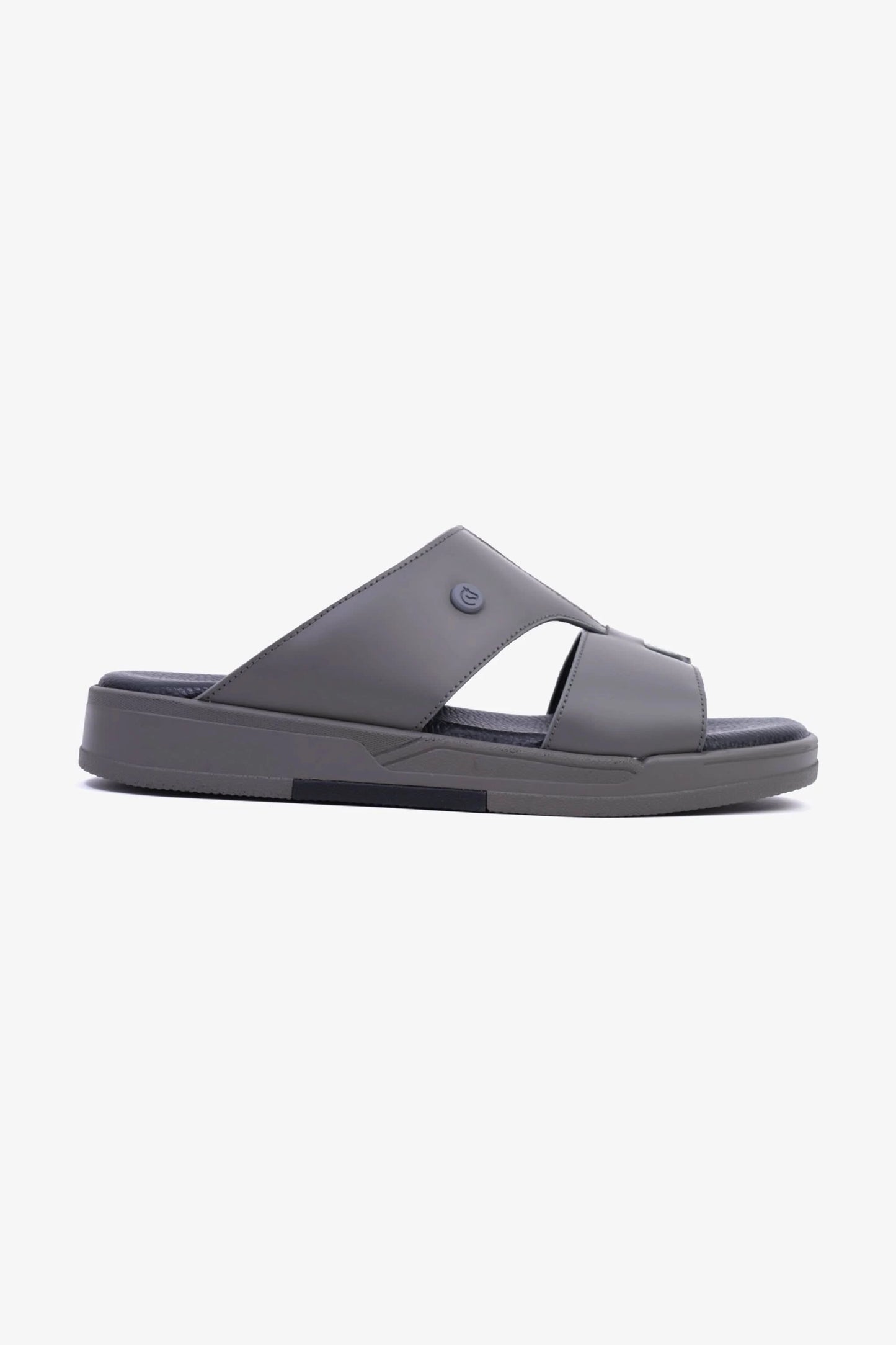UOMO CAVALIER Men's Leather Sandals with Cut-Out Detail Grey - Seventy7