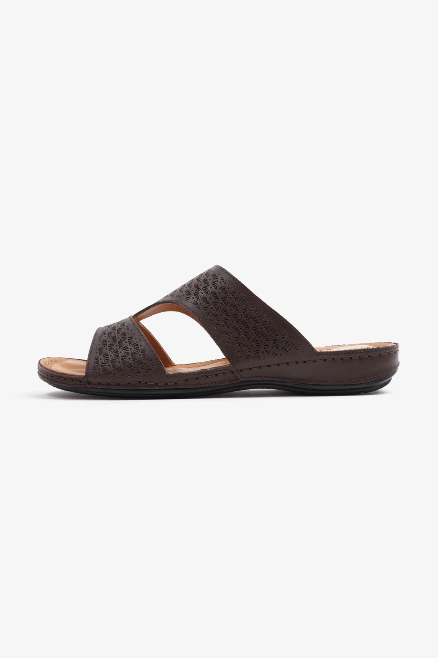 COMFORT PLUS BREATHABLE PERFORATED LEATHER SANDALS BROWN - Seventy7