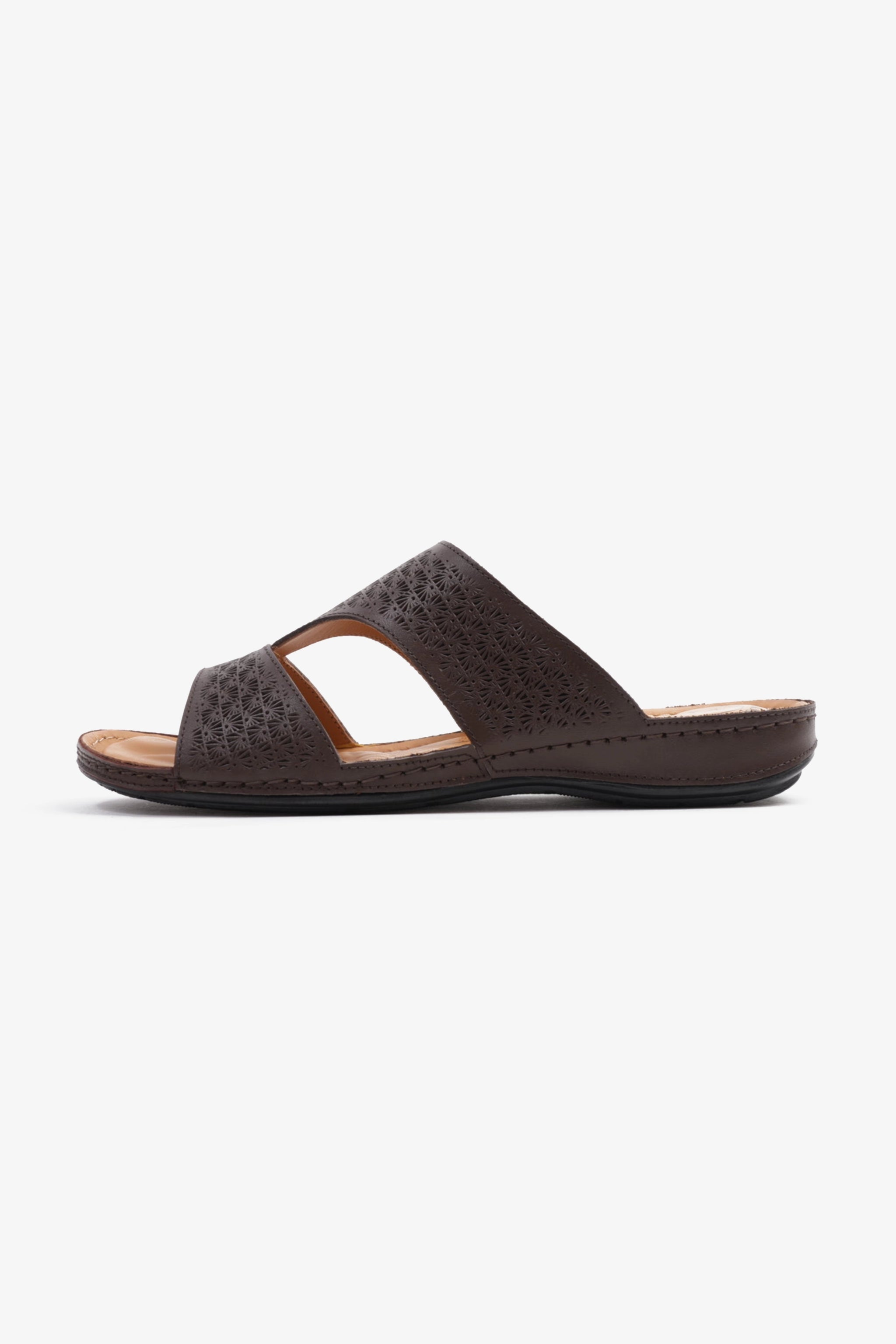 COMFORT PLUS BREATHABLE PERFORATED LEATHER SANDALS BROWN - Seventy7