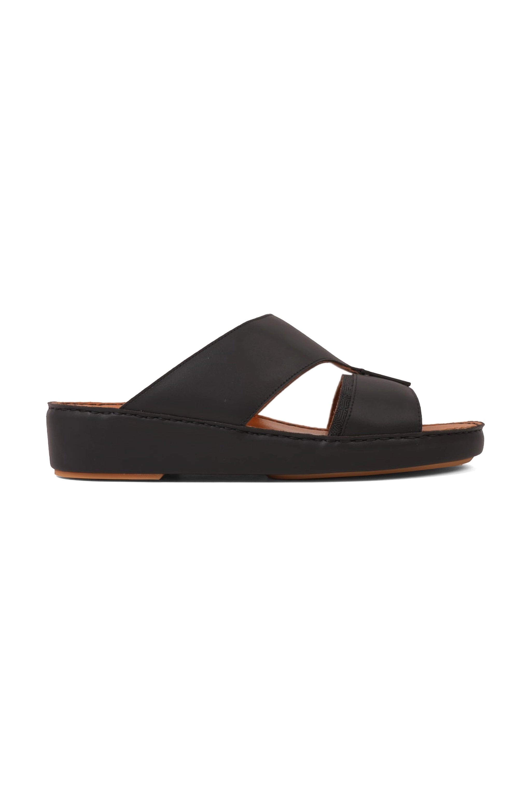 UOMO CAVALIER PREMIUM LEATHER TRADITIONAL ARABIC SANDALS BLACK - Seventy7