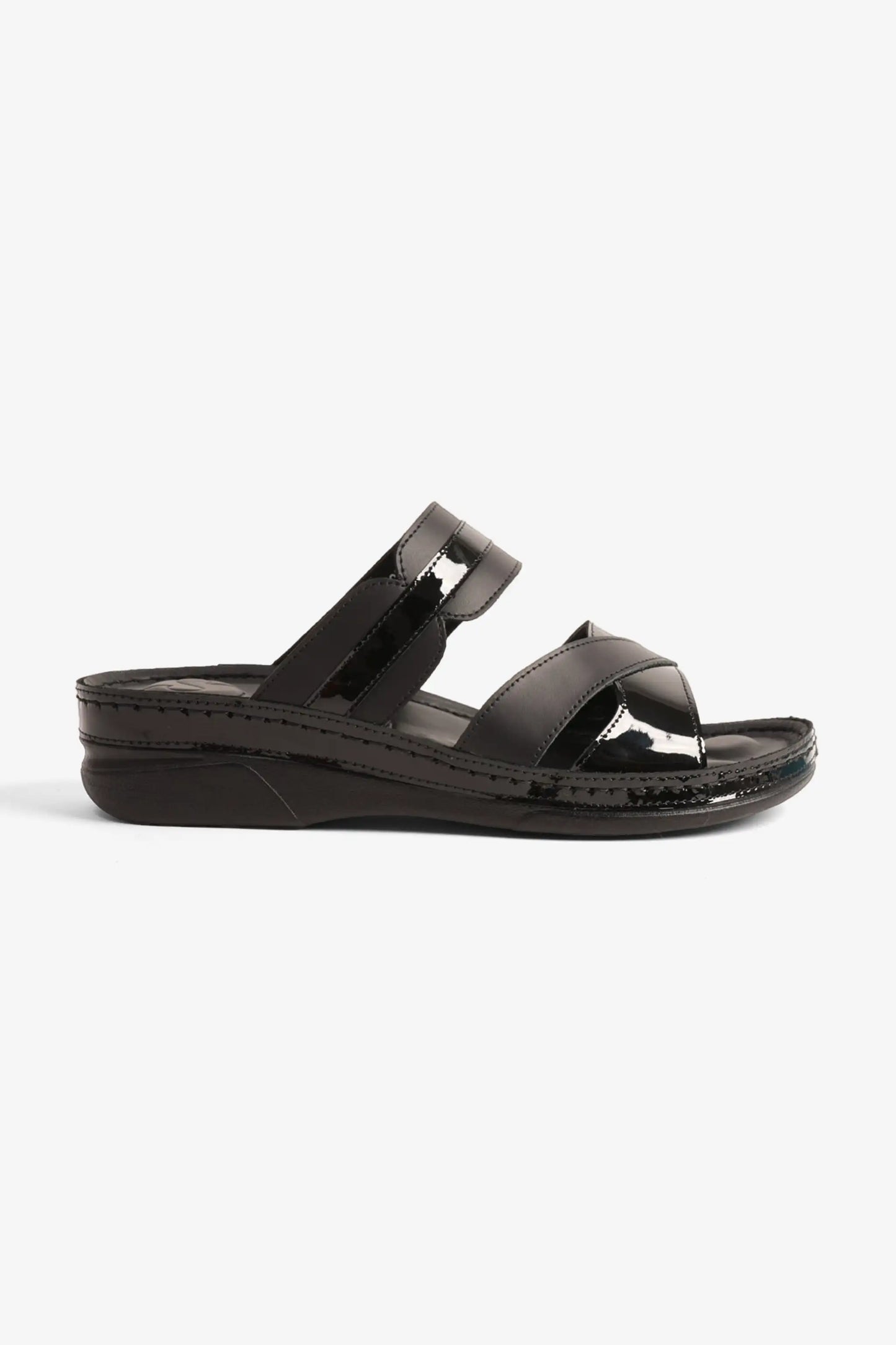 COMFORT PLUS ULTRA SOFT LEATHER SLIDES WOMEN'S BLACK - Seventy7