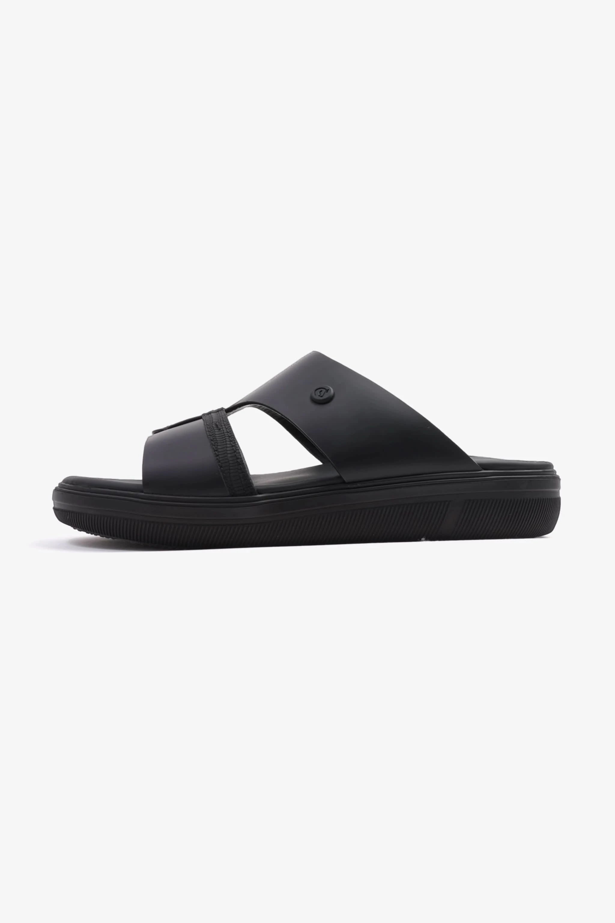 UOMO CAVALIER SLEEK ARABIC LEATHER SANDALS MEN'S BLACK - Seventy7