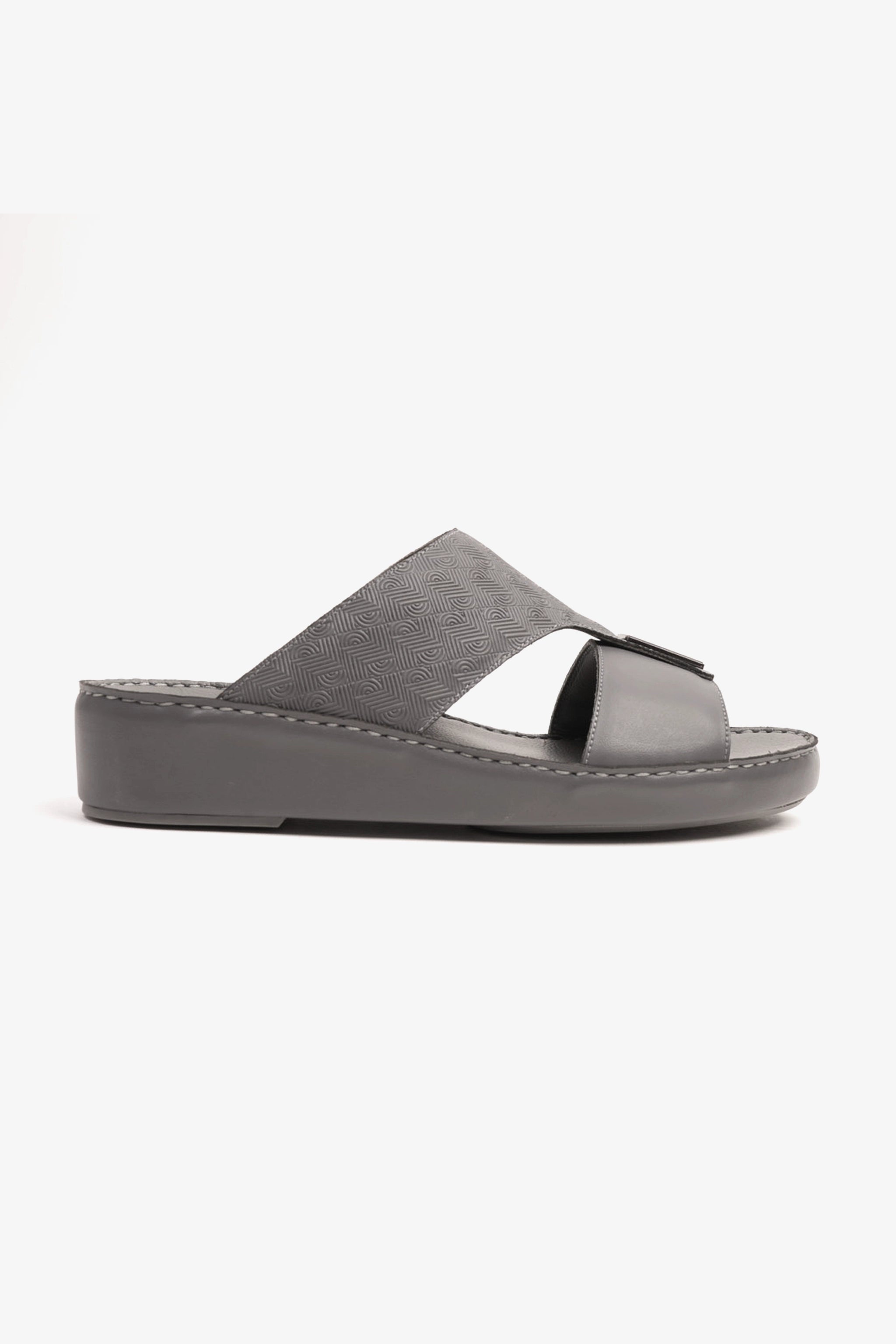 UOMO CAVALIER ULTRA COMFORTABLE MODERN LEATHER SANDALS GREY - Seventy7