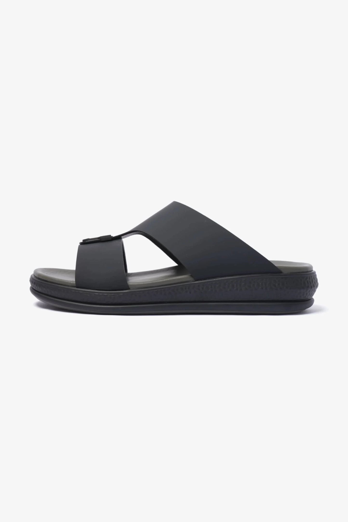 COMFORT PLUS MENS LEATHER SANDALS BLACK - Seventy7
