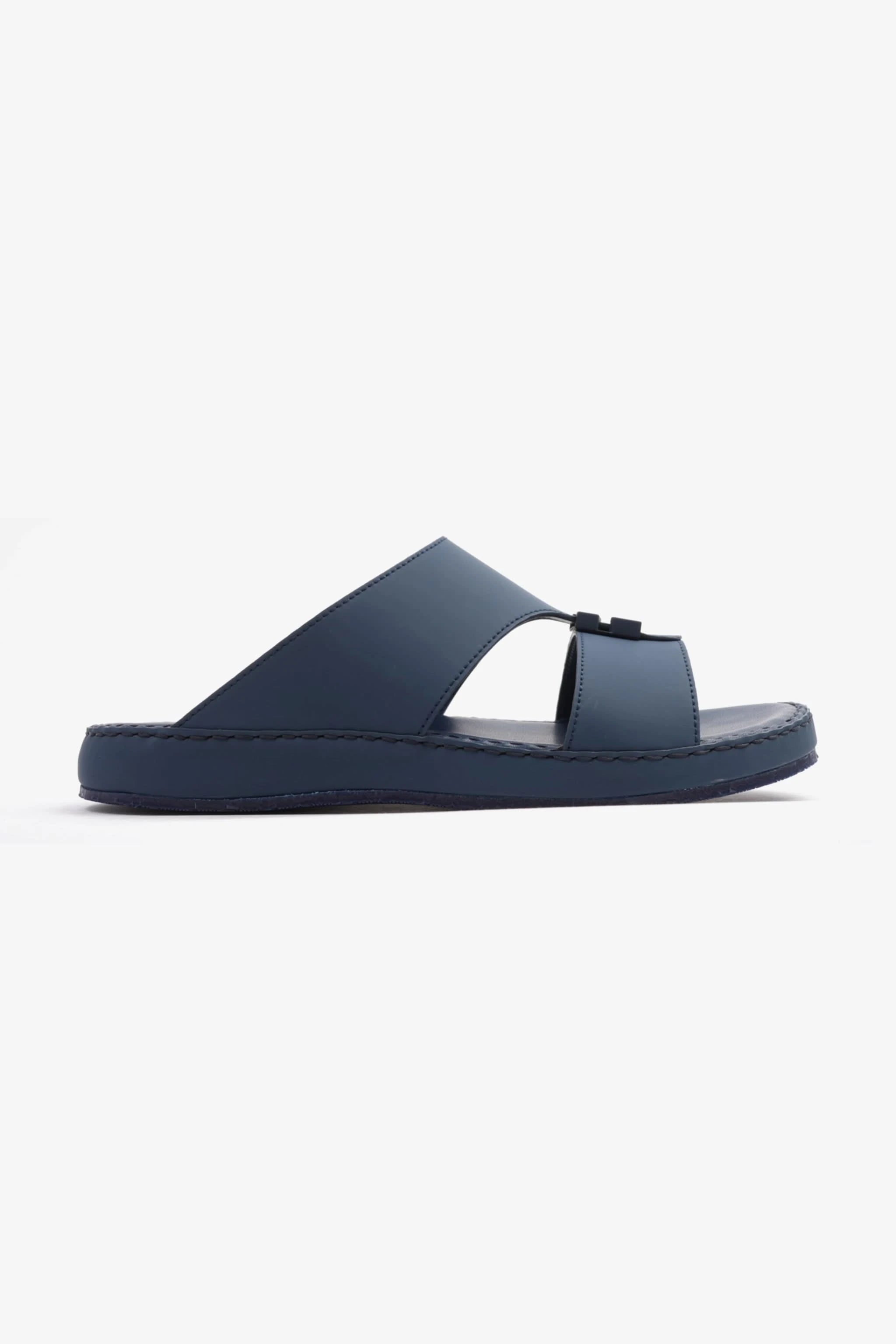 COMFORT PLUS MATTE LEATHER STYLISH TRIM MENS SANDALS NAVY - Seventy7