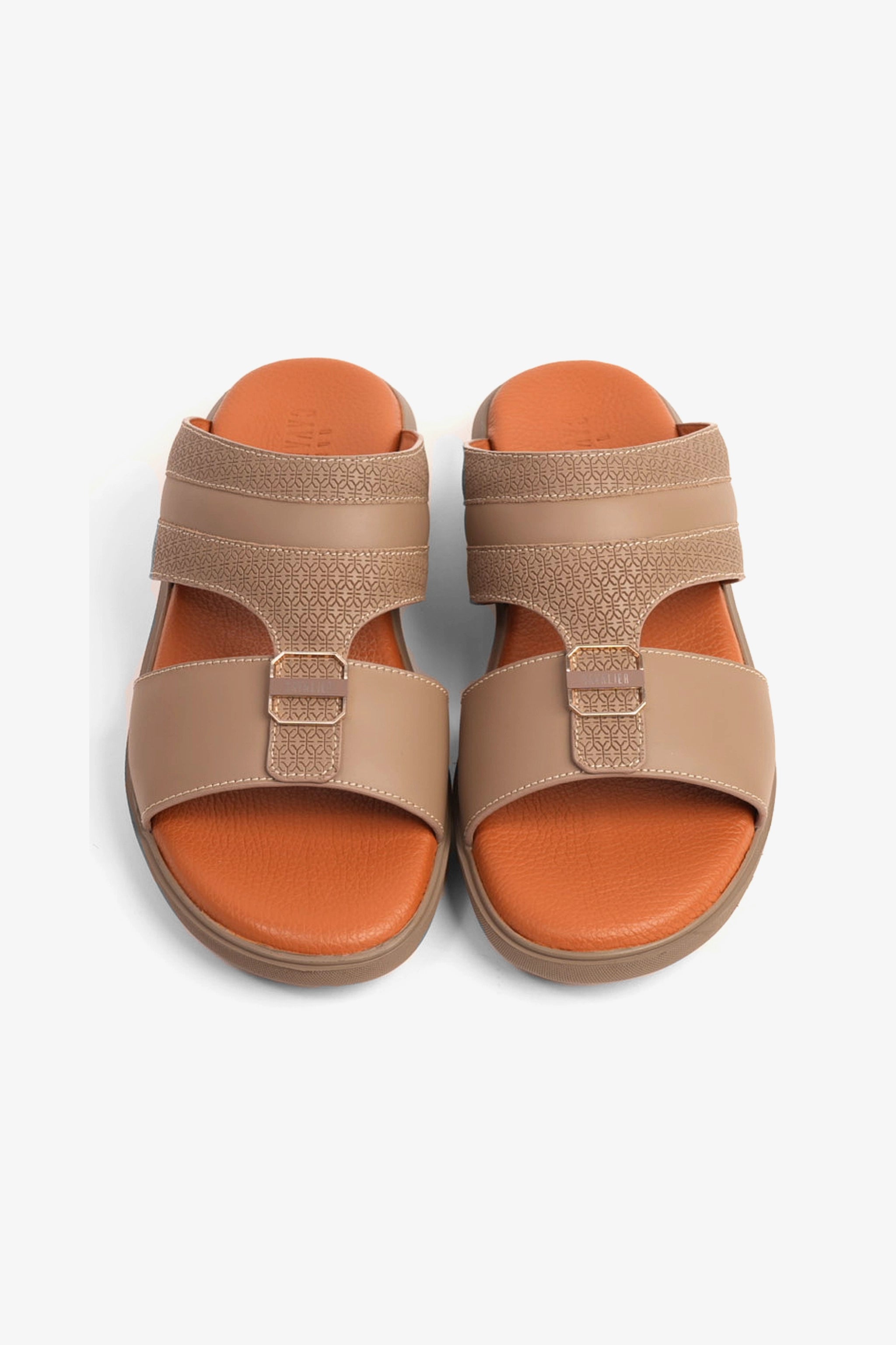 UOMO CAVALIER MEN'S LEATHER TEXTURED SANDALS EARTH - Seventy7