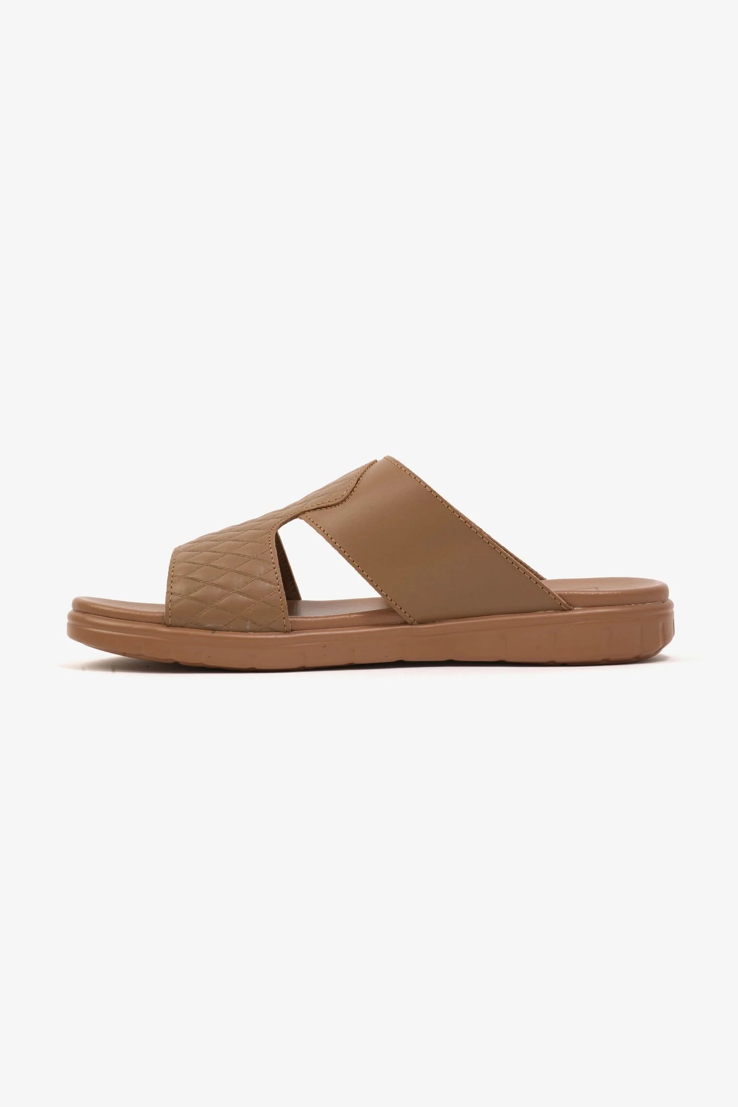 Comfort Plus Men's Quilted Leather Sandals with Stylish Cutouts Olive Brown - Seventy7