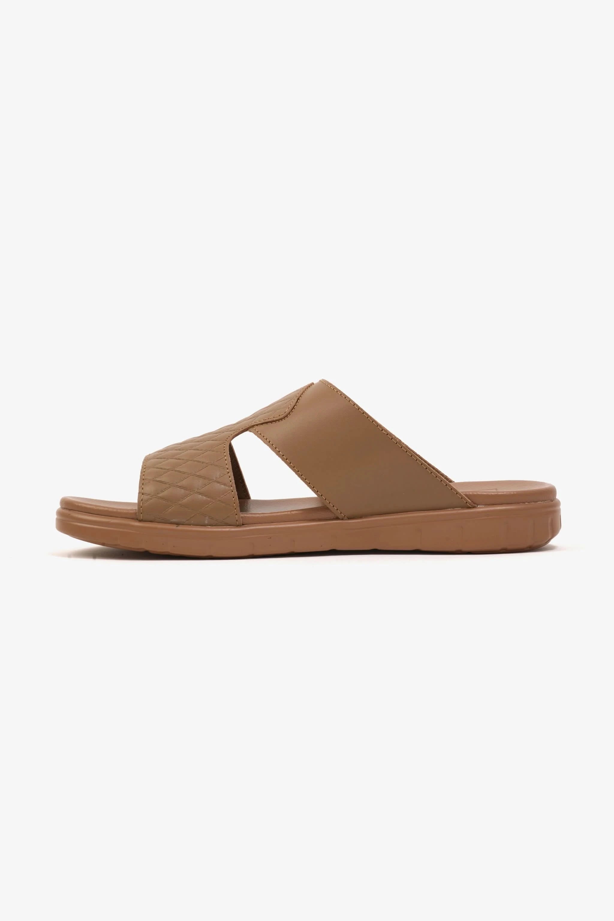 Comfort Plus Men's Quilted Leather Sandals with Stylish Cutouts Olive Brown - Seventy7