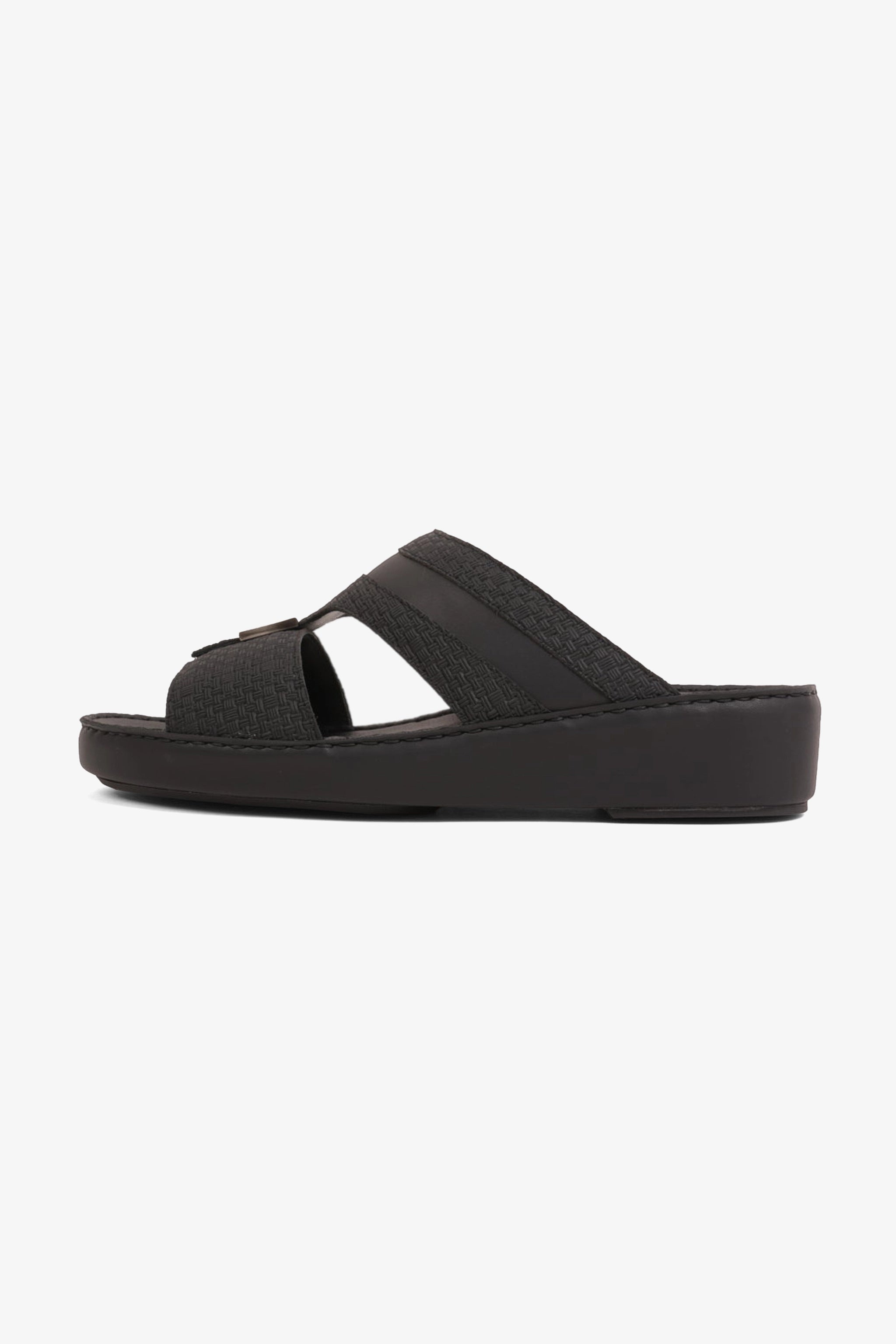 UOMO CAVALIER HANDCRAFTED COMFORT LEATHER ARABIC SANDALS BLACK - Seventy7