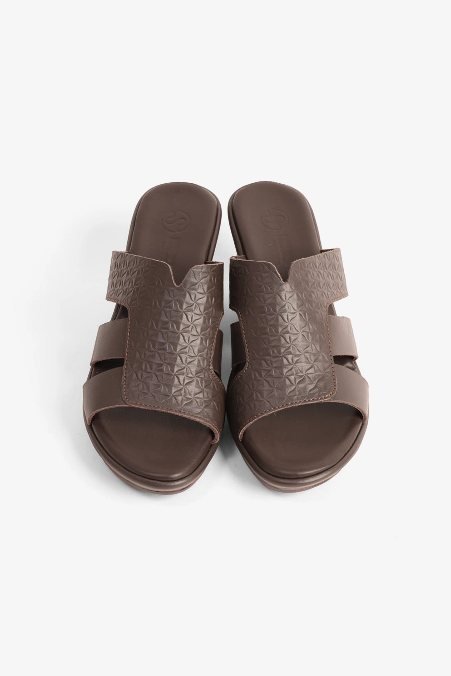 COMFORT PLUS WOMEN'S EMBOSSED LEATHER WEDGES BROWN - Seventy7