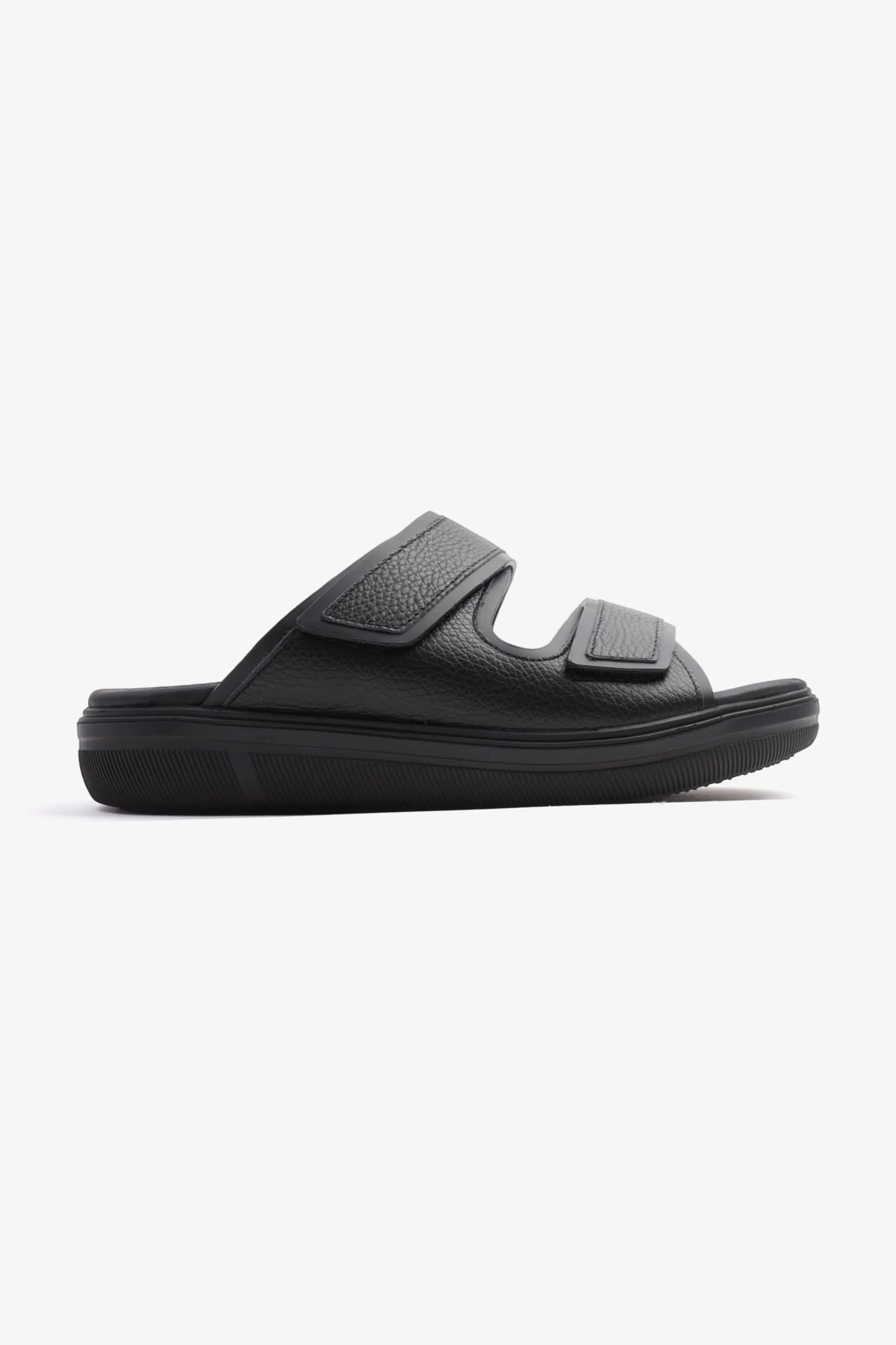 UOMO CAVALIER MENS'S DESIGNER SANDALS WITH STRAP BLACK - Seventy7