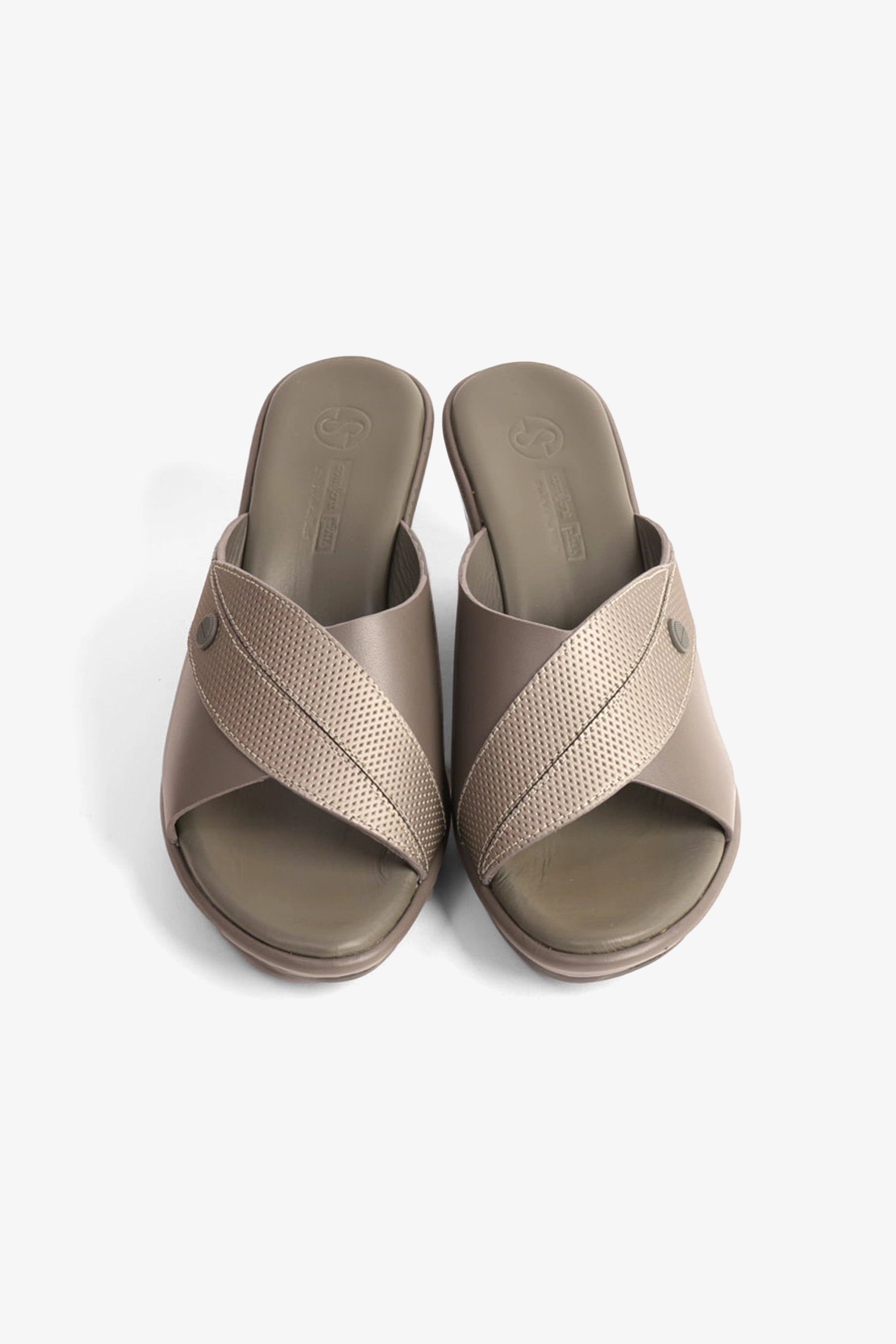 COMFORT PLUS SUPORTIVE LEATHER MULES WITH LOW HEEL GREY - Seventy7