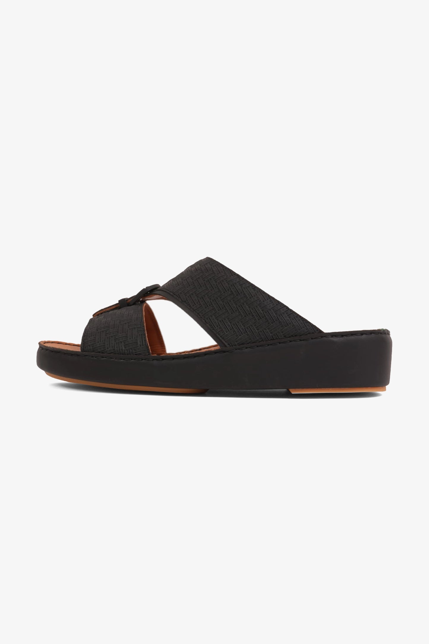 UOMO CAVALIER PREMIUM LEATHER ARABIC SANDALS BLACK - Seventy7