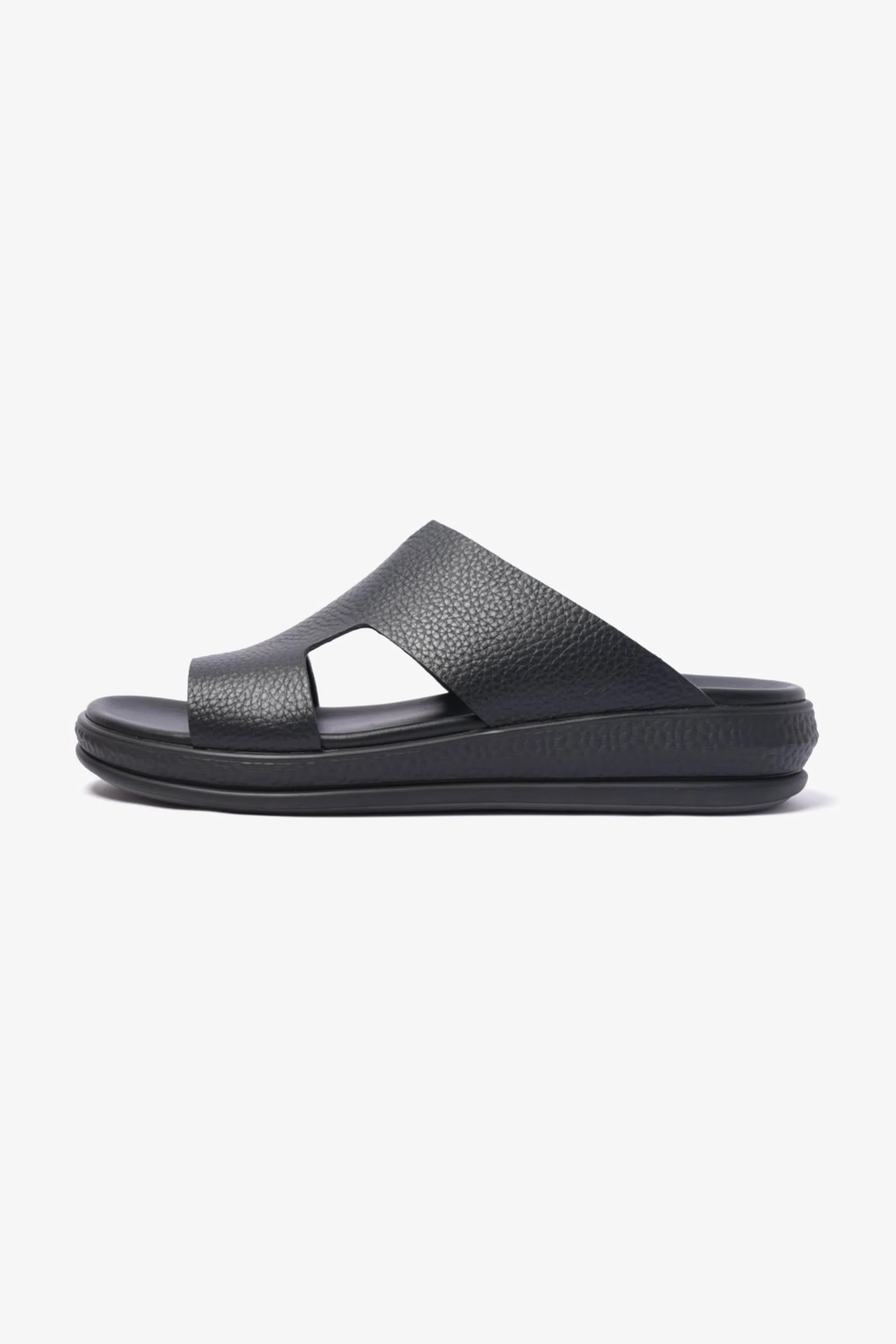 COMFORT PLUS CLASSIC LEATHER SANDALS FOR MENS BLACK - Seventy7