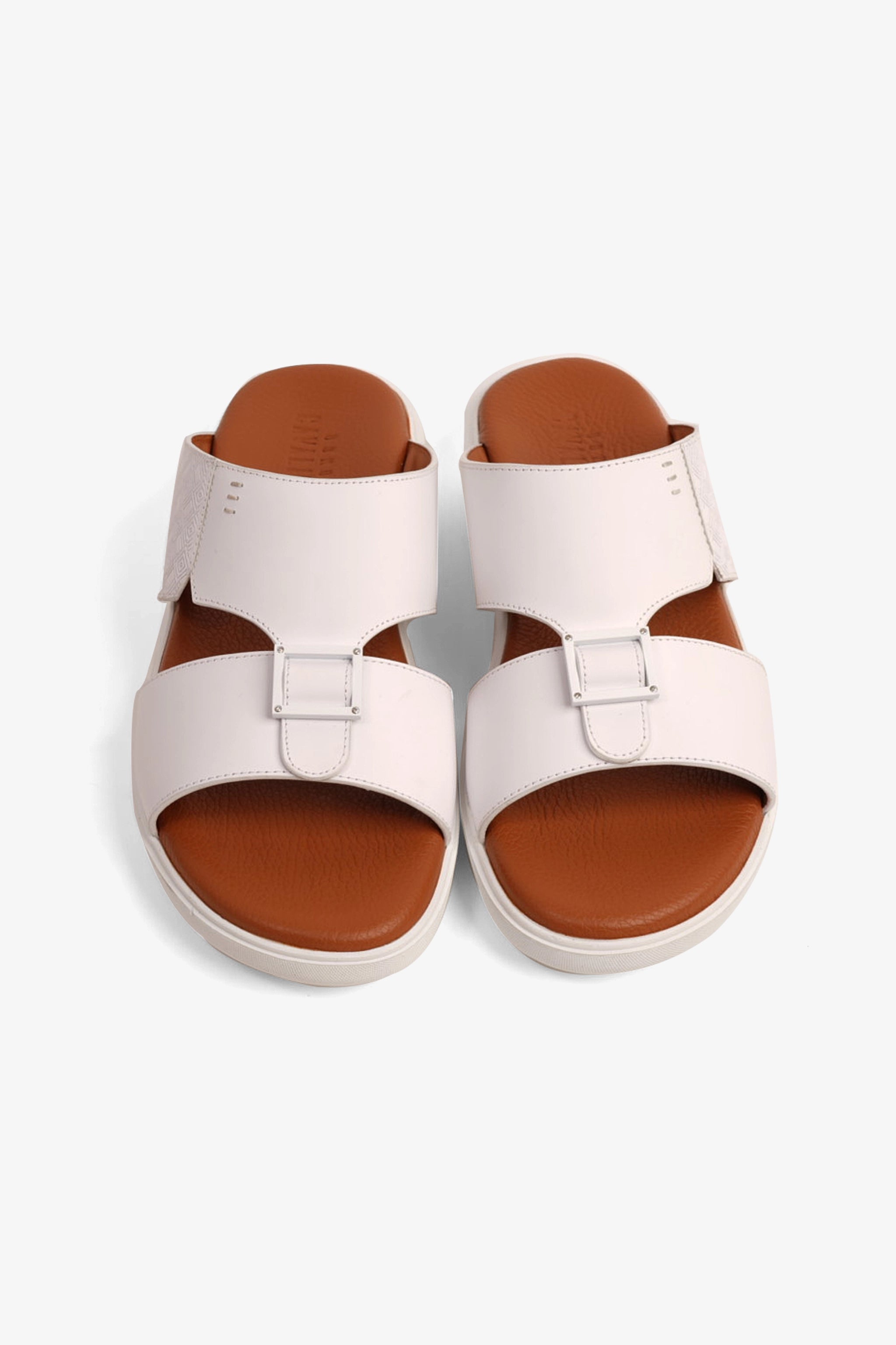 UOMO CAVALIER CLASSIC DESIGN TEXTURED SOLE MEN'S SANDALS WHITE - Seventy7