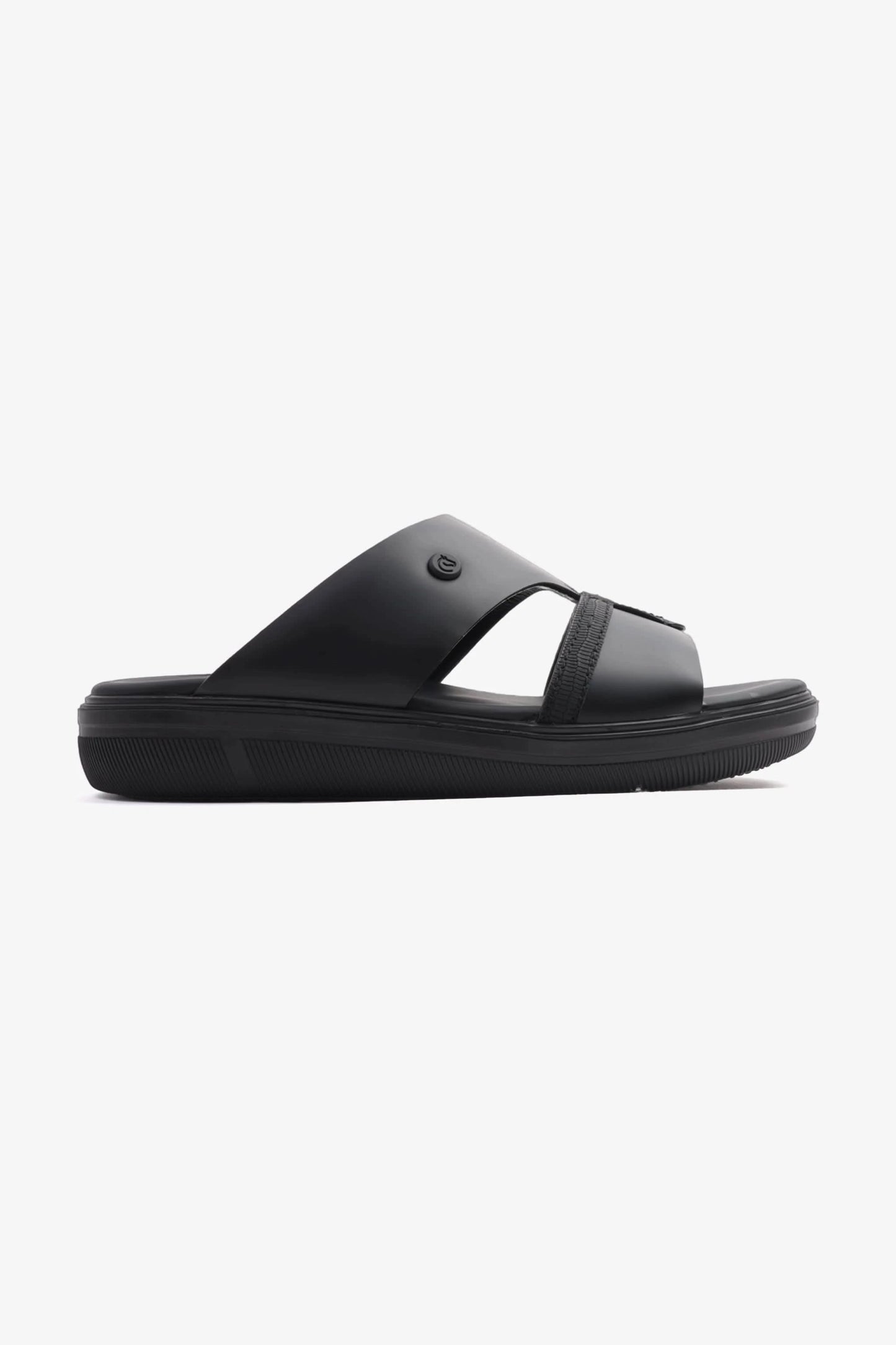 UOMO CAVALIER SLEEK ARABIC LEATHER SANDALS MEN'S BLACK - Seventy7