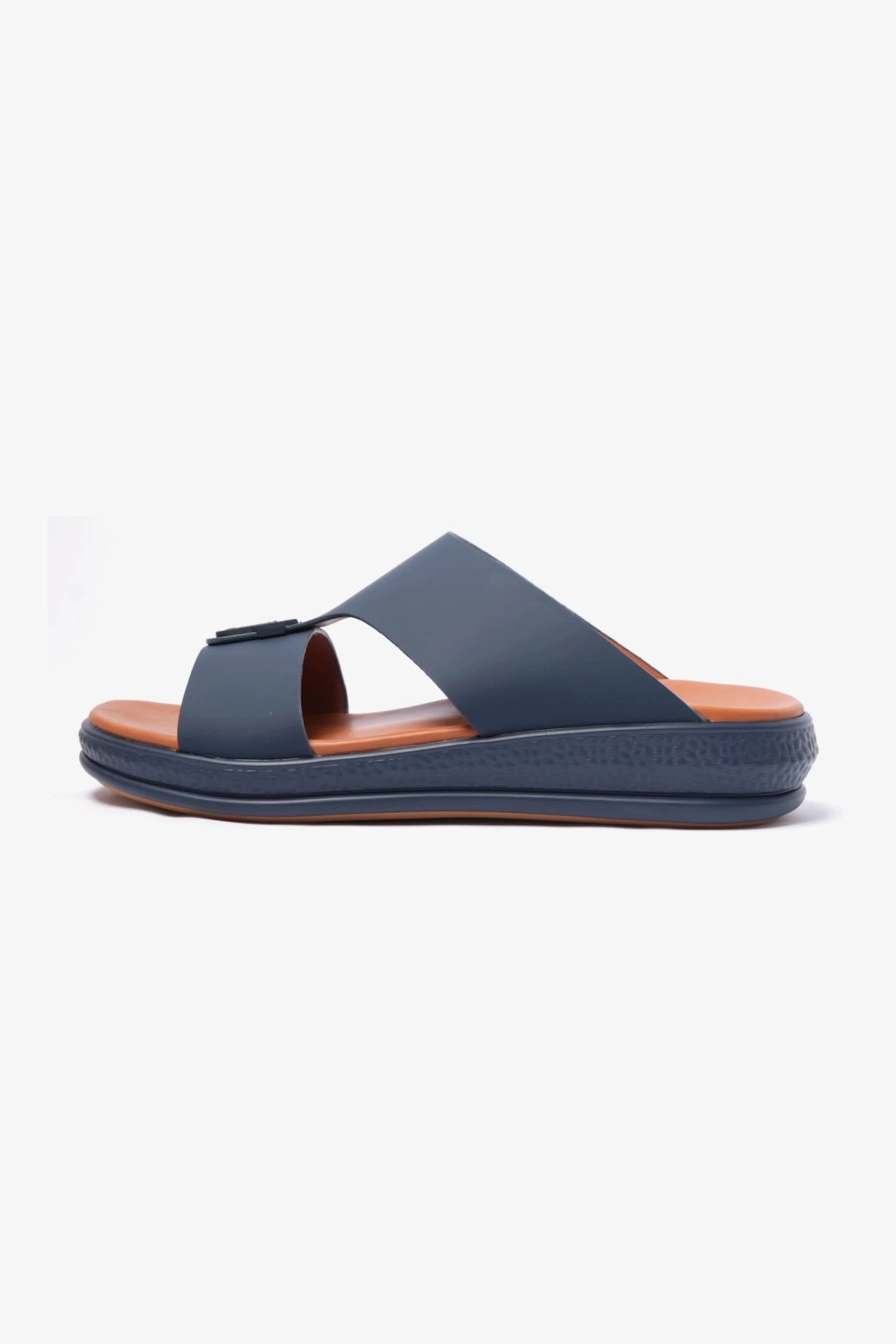 COMFORT PLUS MENS LEATHER SANDALS NAVY - Seventy7