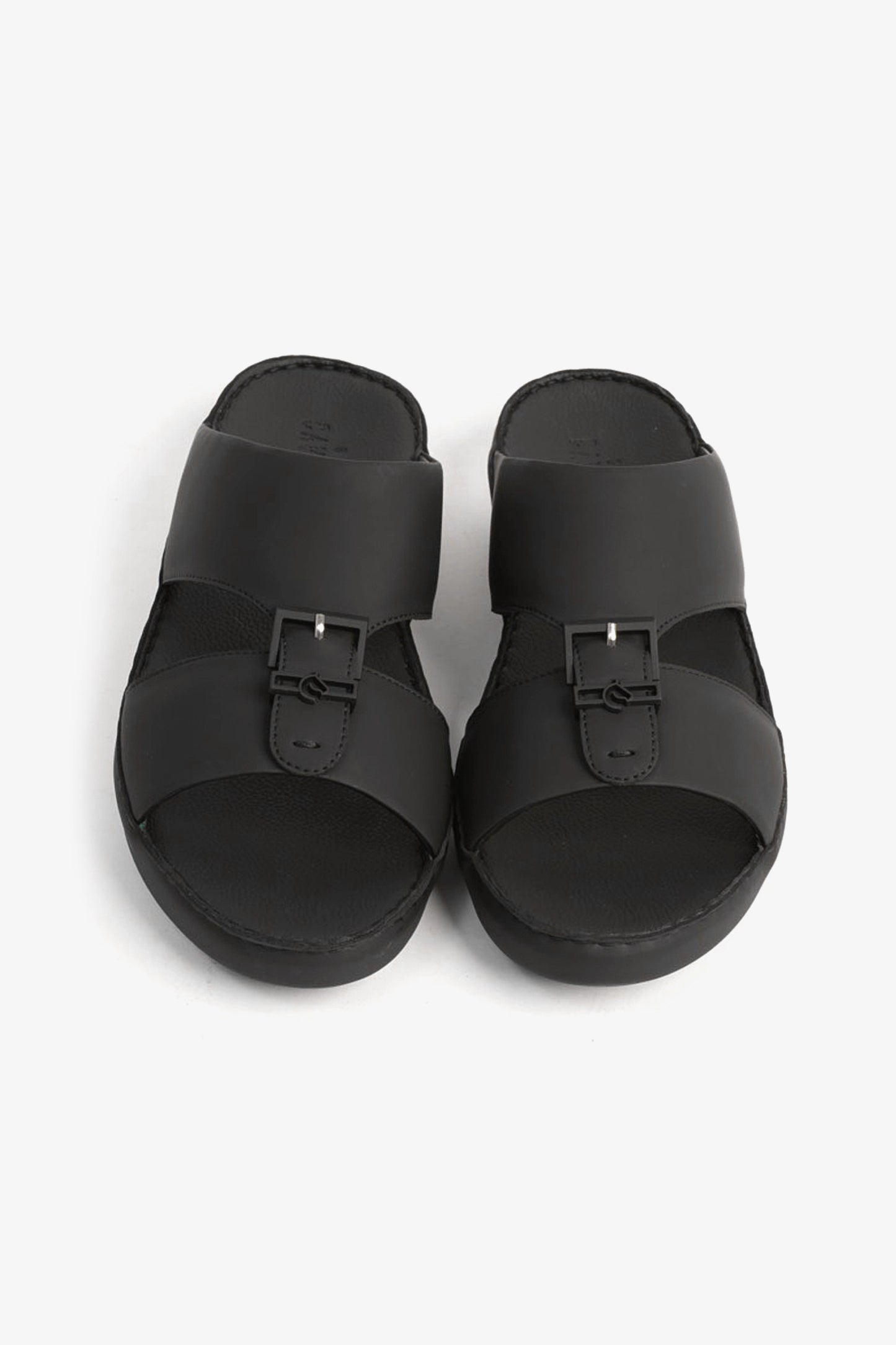 UOMO CAVALIER EMBOSSED LEATHER HANDSTITCHED ARABIC SANDALS BLACK - Seventy7