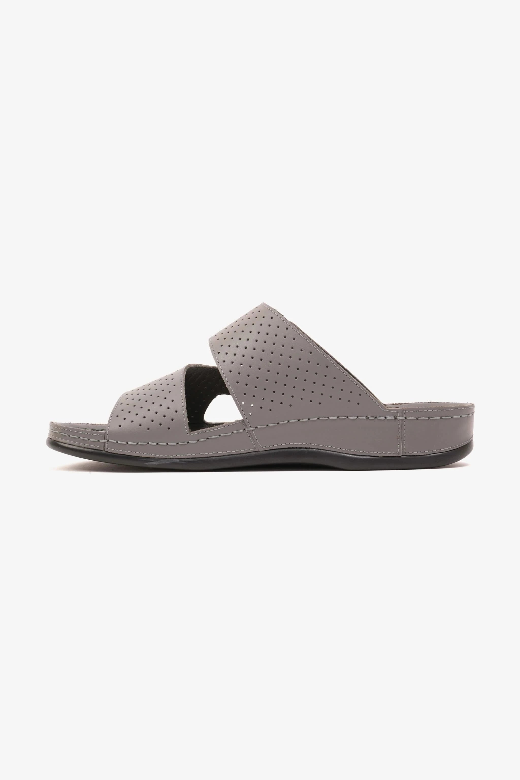 Comfort Plus Men's Al Waha Textured Slip-On Arabic Sandals Grey - Seventy7
