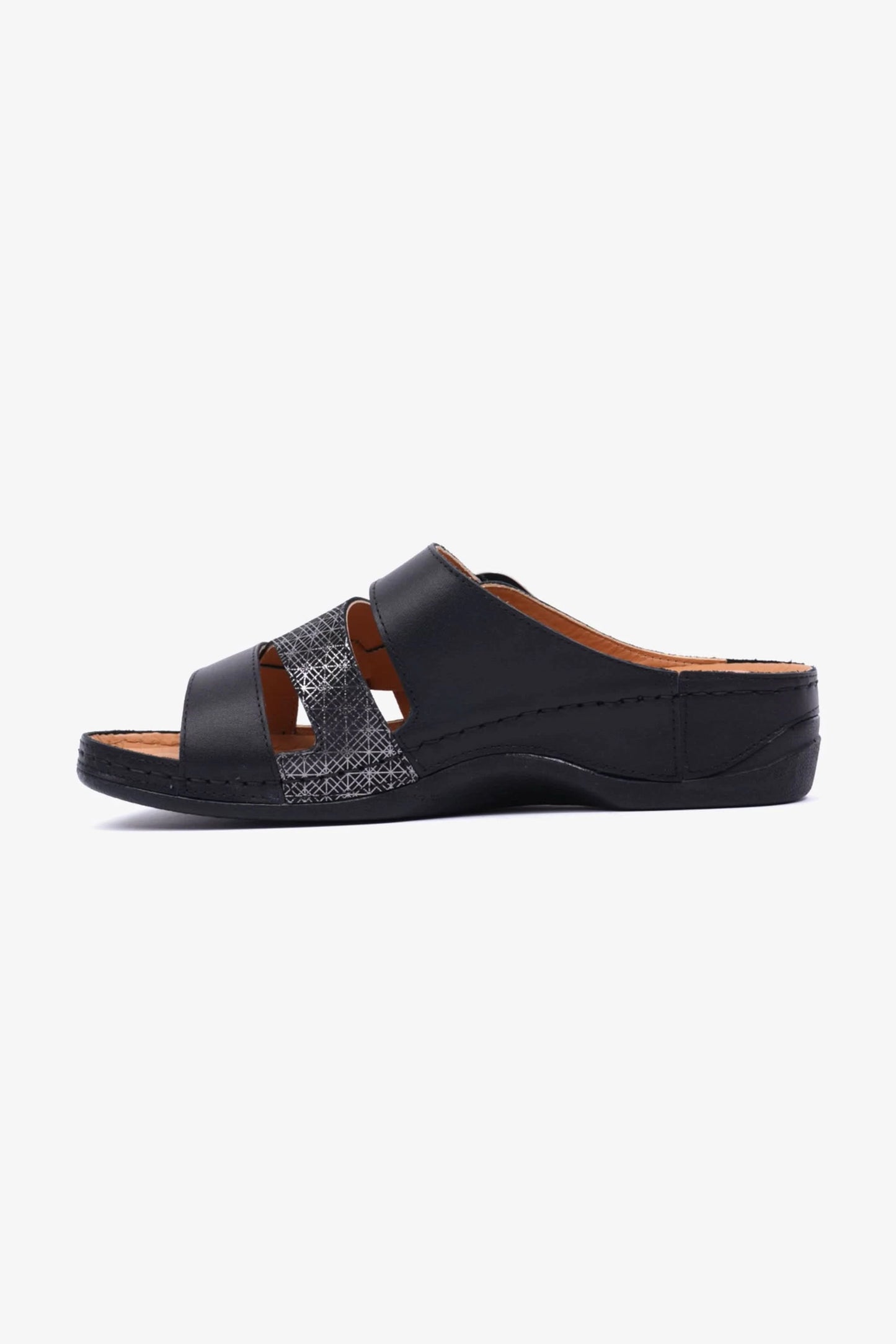 Comfort Plus Stylish and Comfortable Double Buckle Sandals Black - Seventy7