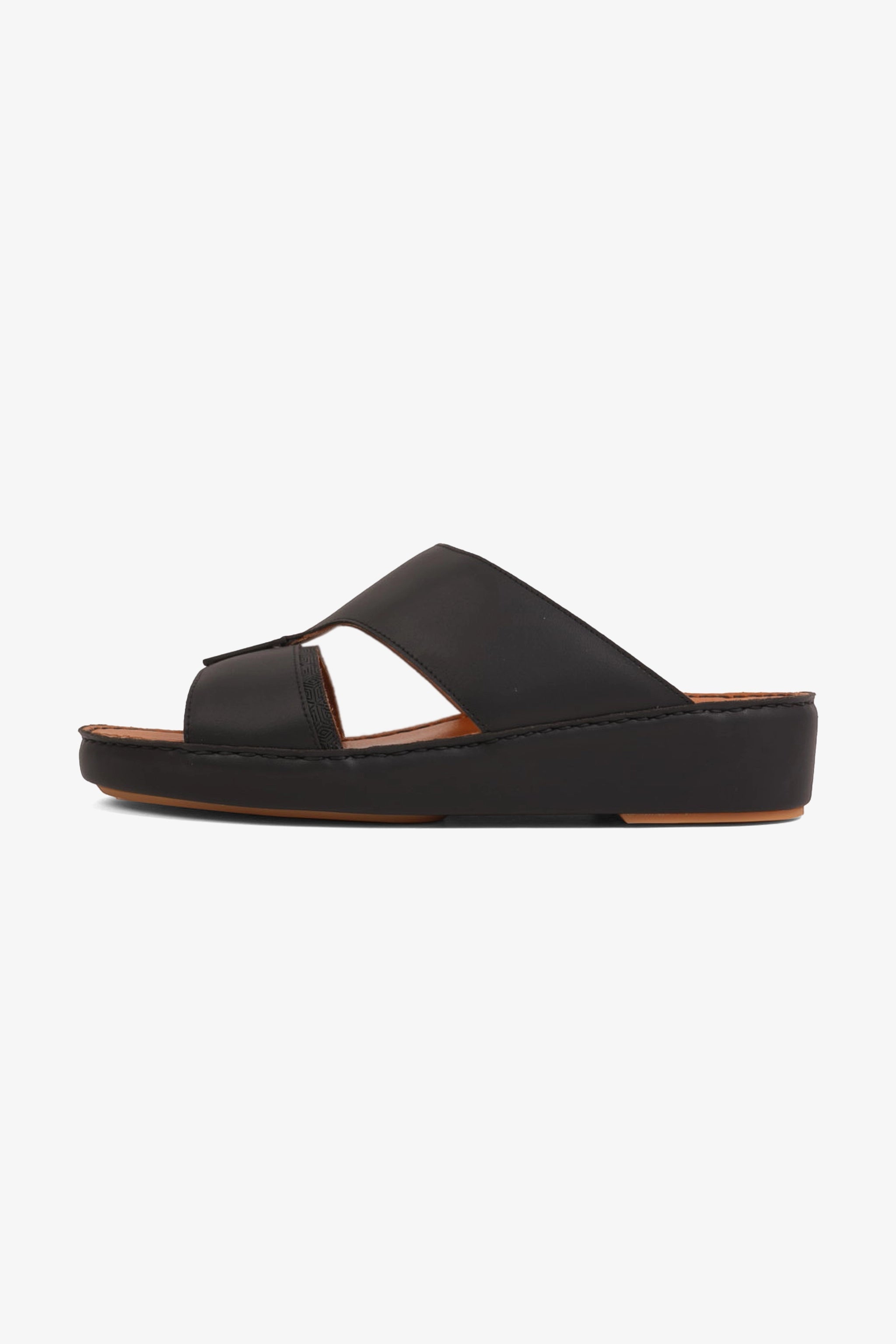 UOMO CAVALIER PREMIUM LEATHER TRADITIONAL ARABIC SANDALS BLACK - Seventy7