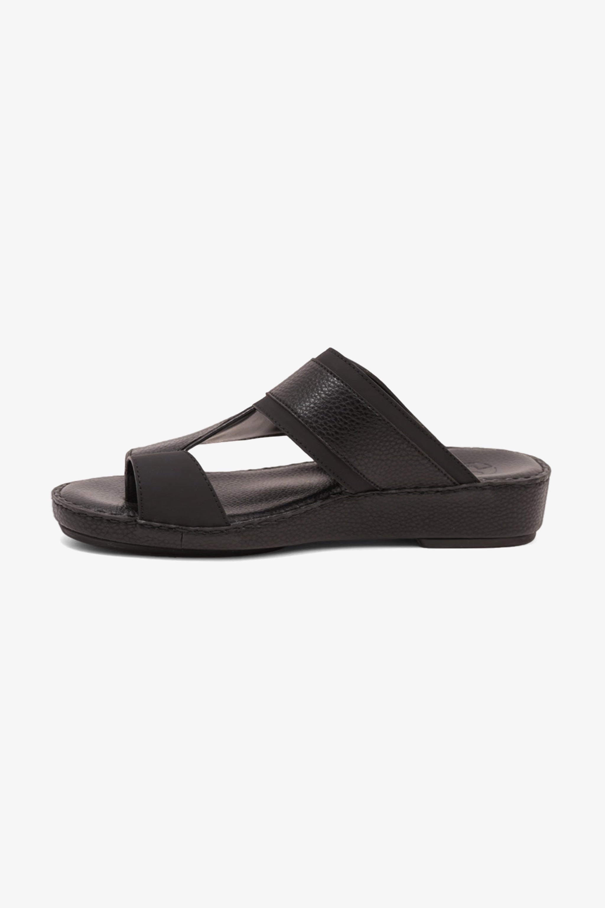 COMFORT PLUS LEATHER SANDALS WITH COMFORTABLE FOOTBED BLACK - Seventy7