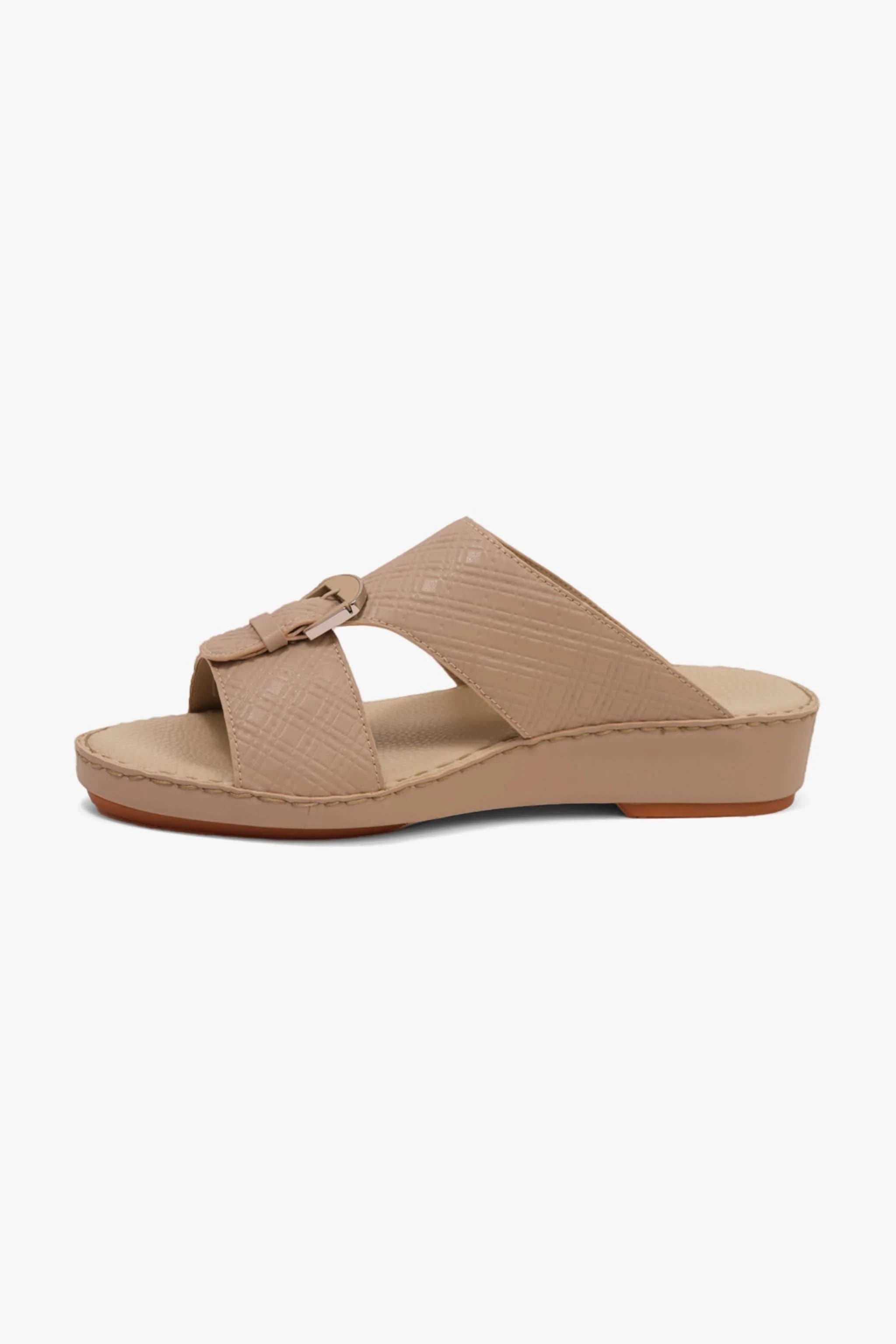 COMFORT PLUS MEN'S CUSHIONED LEATHER SLIP-ON SANDALS MANDORLA - Seventy7