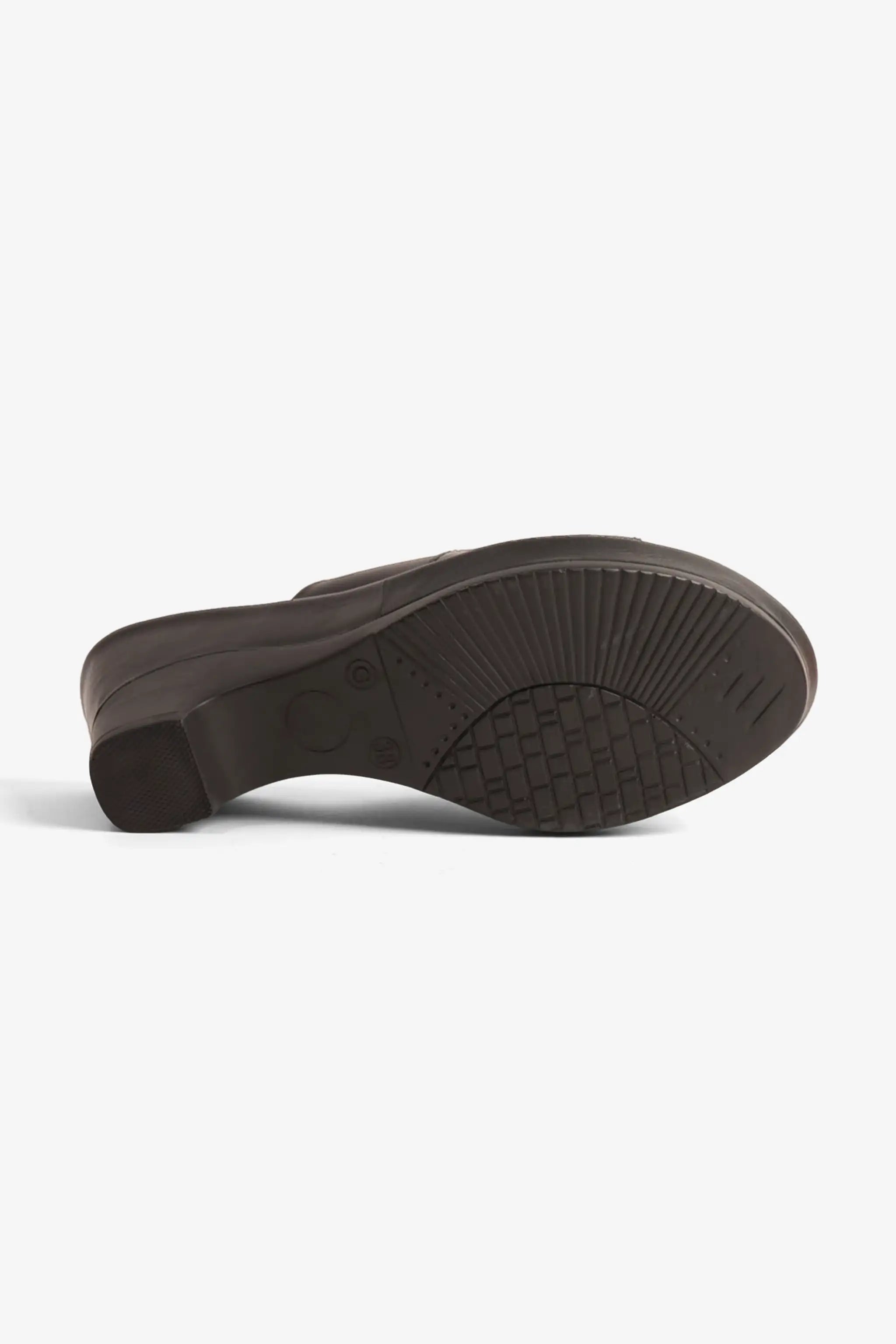 COMFORT PLUS SUPORTIVE LEATHER MULES WITH LOW HEEL BLACK - Seventy7