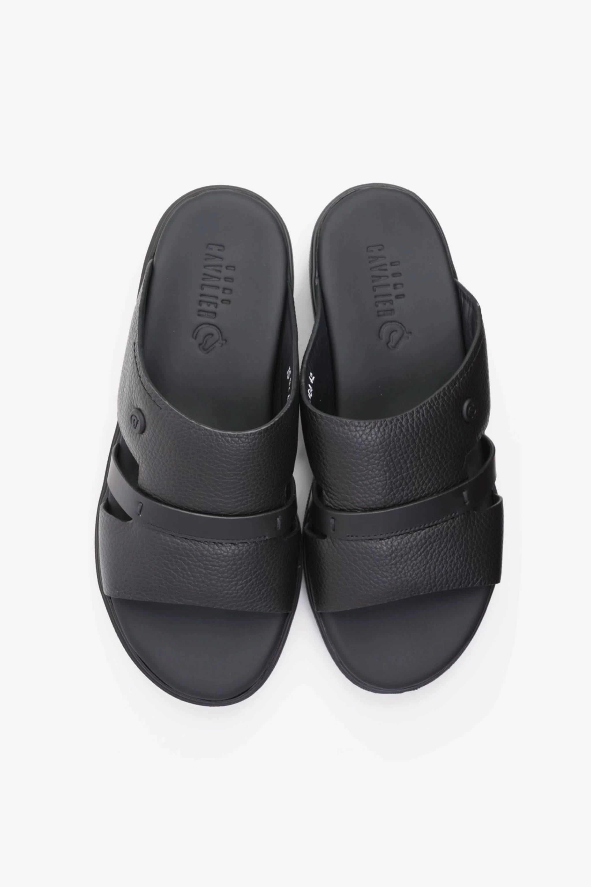 UOMO CAVALIER ARABIC SANDALS MEN'S CRAFTED GENUINE LEATHER BLACK - Seventy7