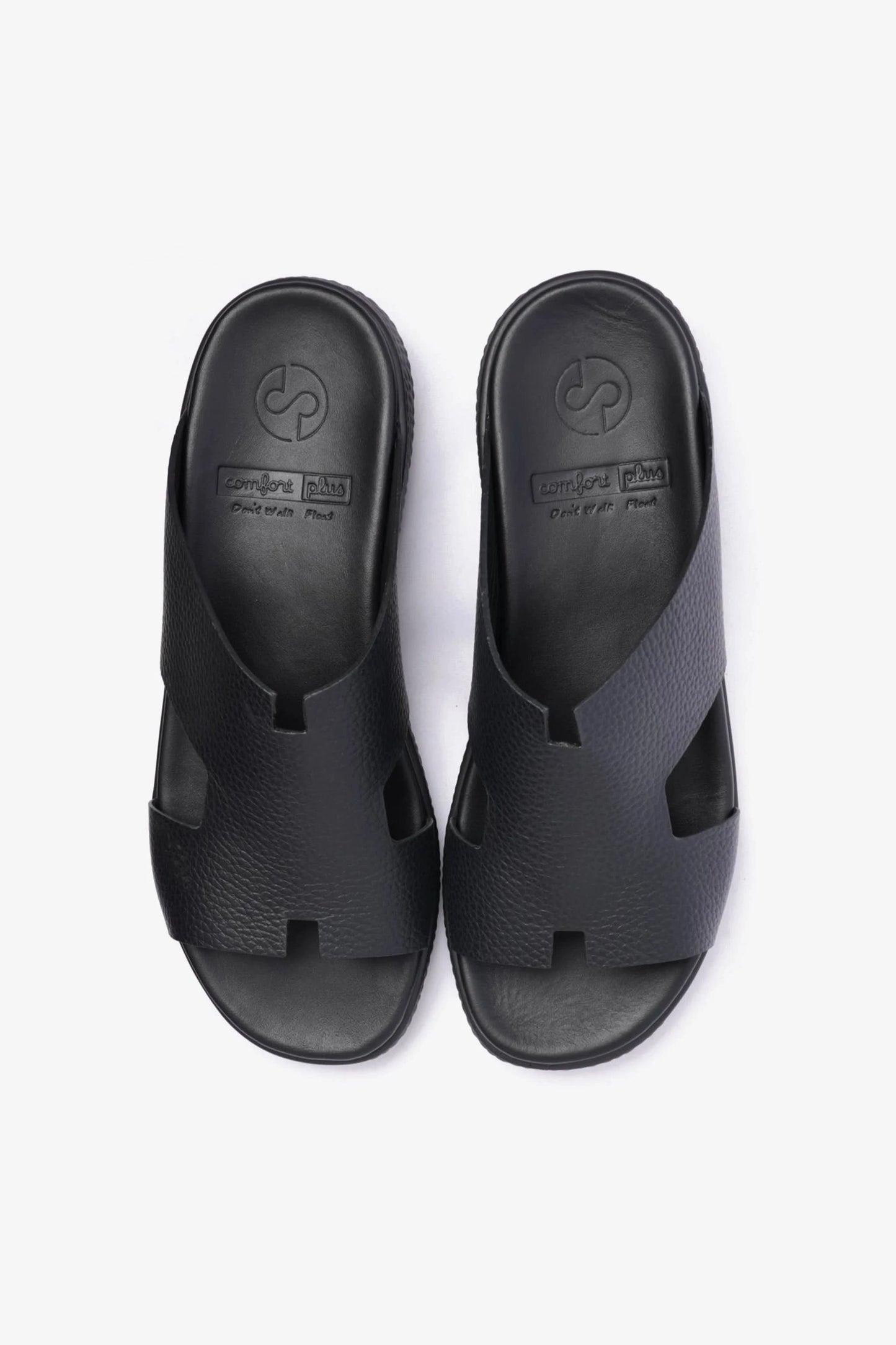 COMFORT PLUS CLASSIC LEATHER SANDALS FOR MENS BLACK - Seventy7