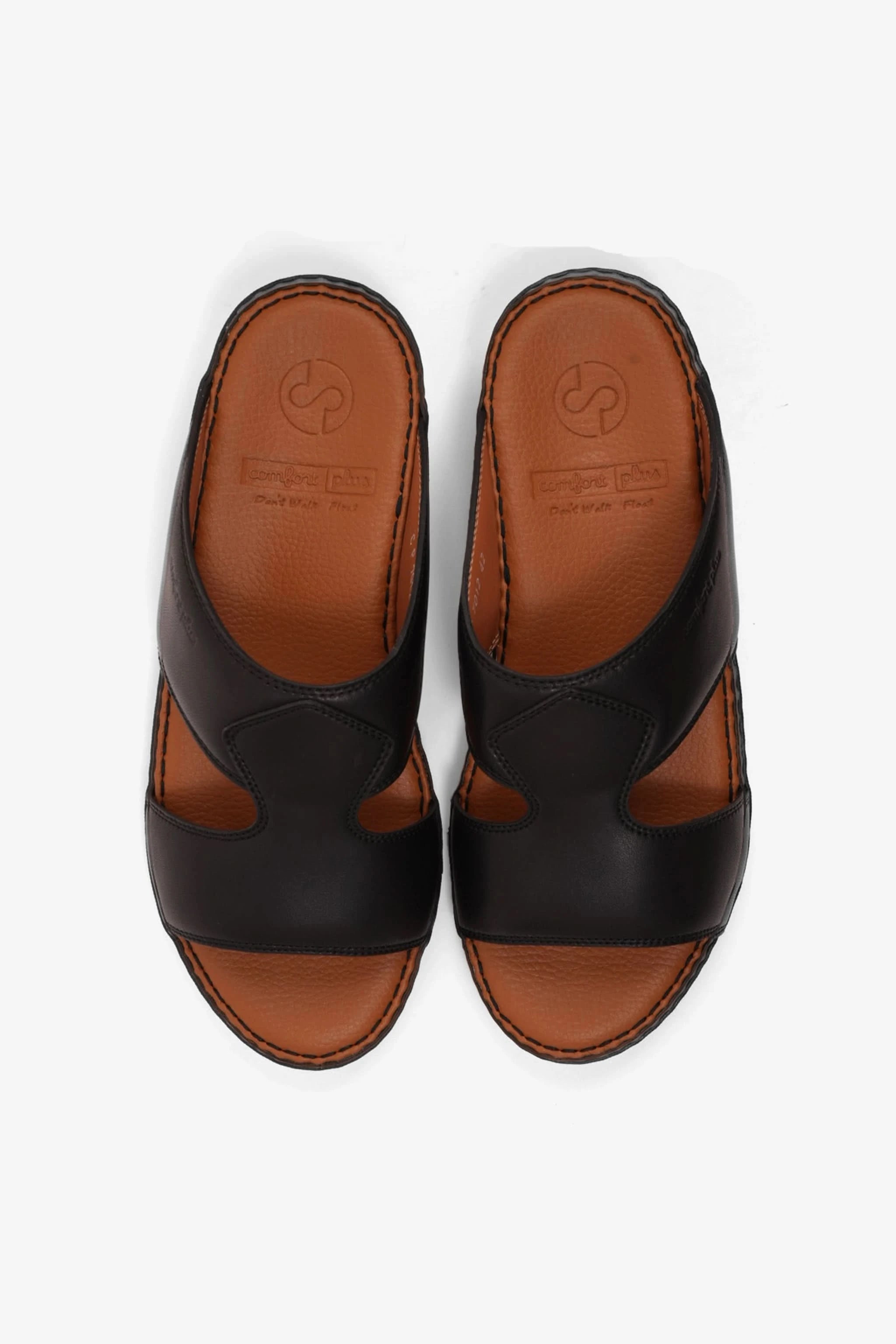 COMFORT PLUS LUXURIOUS LEATHER SANDAL FOR EVERYDAY BLACK - Seventy7