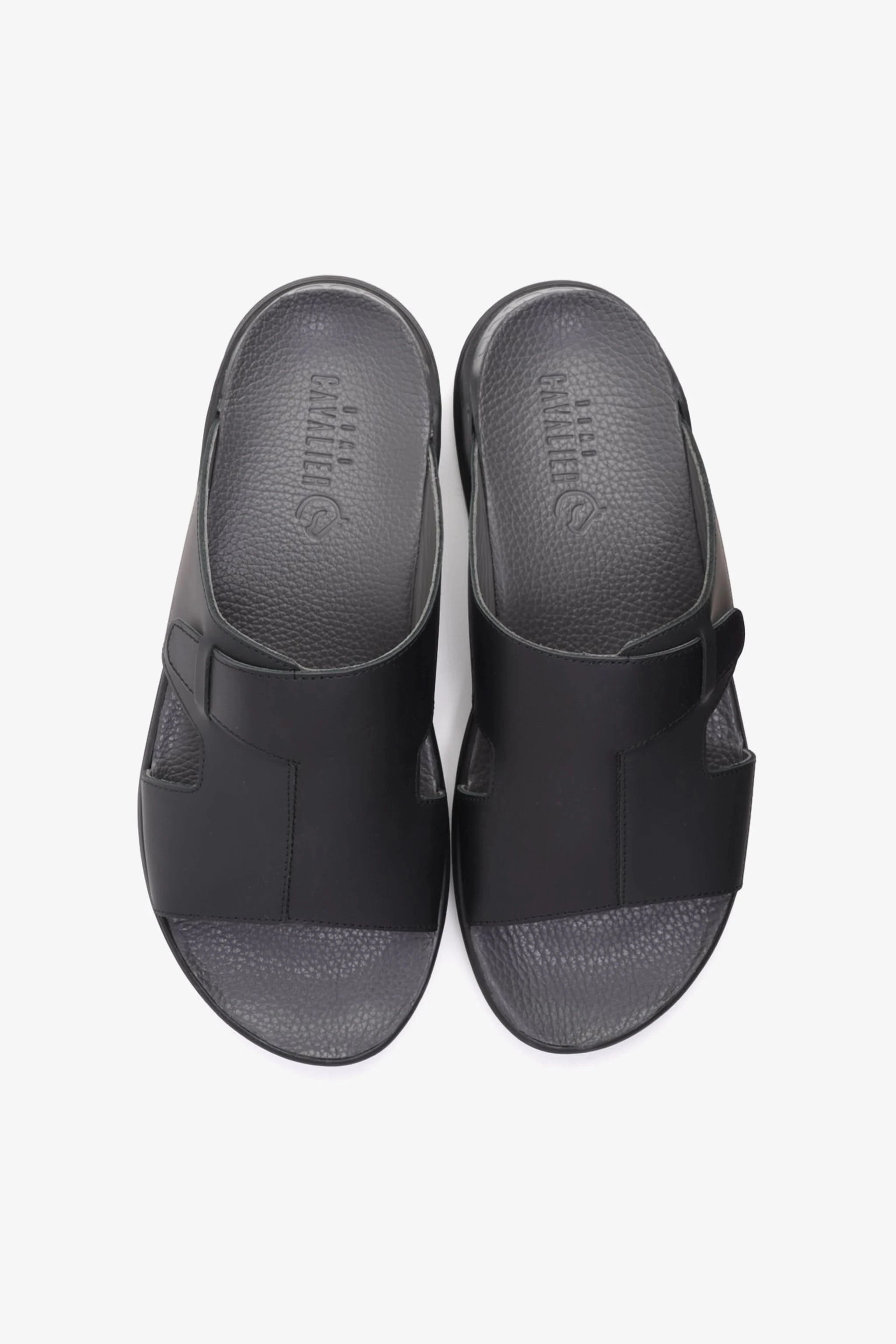 UOMO CAVALIER CLASSIC TRADITIONAL ARAB SANDALS BUCKLE STRAPS BLACK - Seventy7
