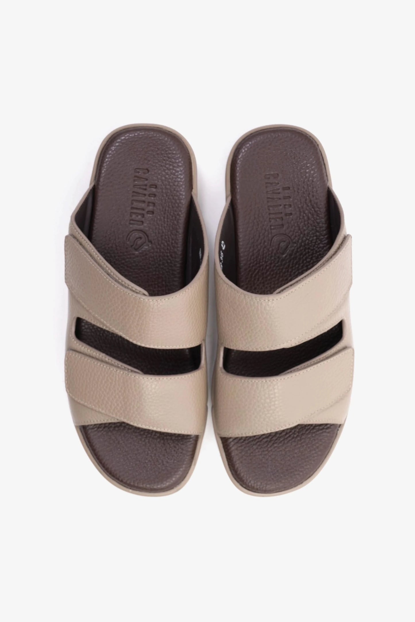 UOMO CAVALIER MEN'S LEATHER SANDALS, COMFORTABLE FOOTBED, SUMMER WEAR, VERSATILE STONE - Seventy7