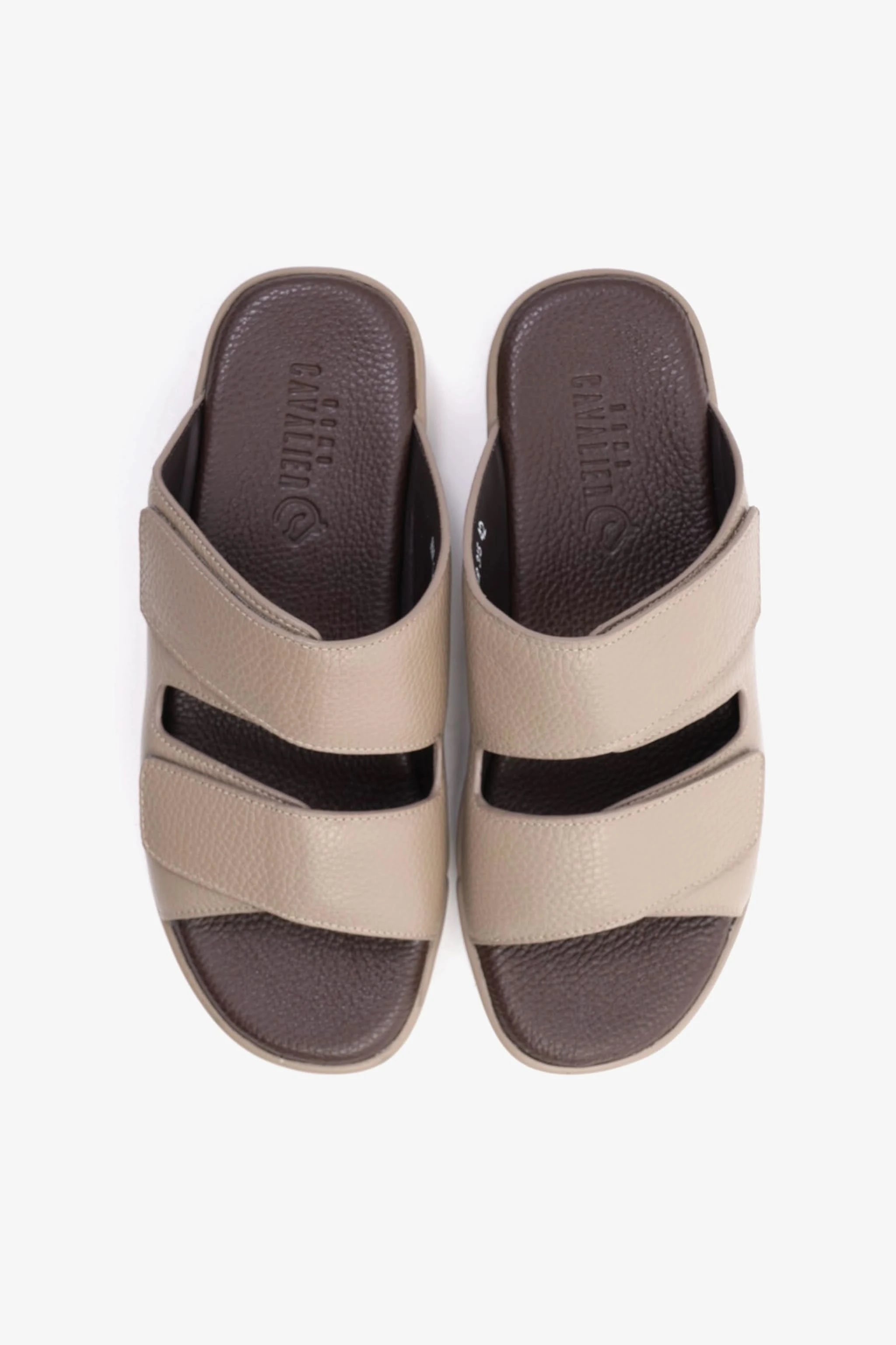 UOMO CAVALIER MEN'S LEATHER SANDALS, COMFORTABLE FOOTBED, SUMMER WEAR, VERSATILE STONE - Seventy7