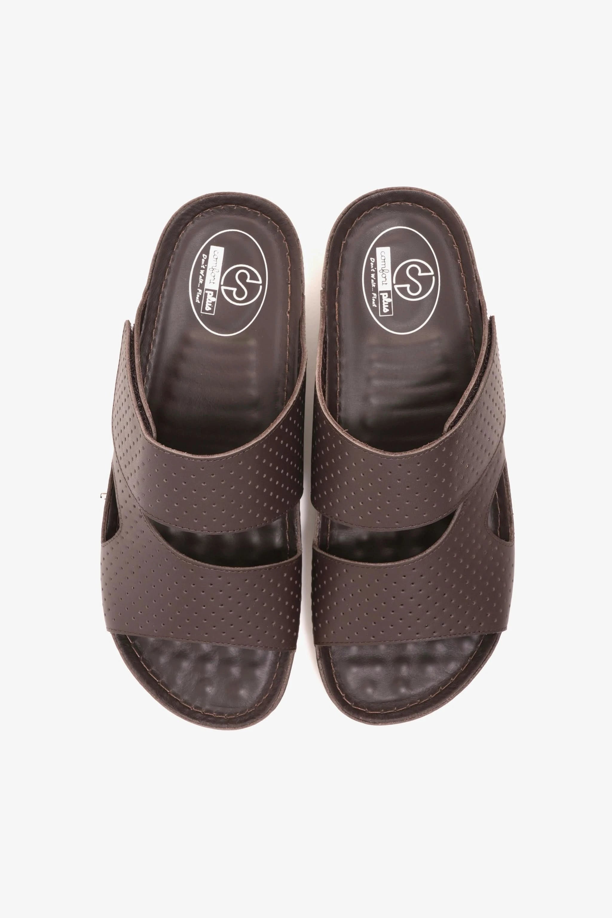 Comfort Plus Men's Al Waha Textured Slip-On Arabic Sandals Brown - Seventy7