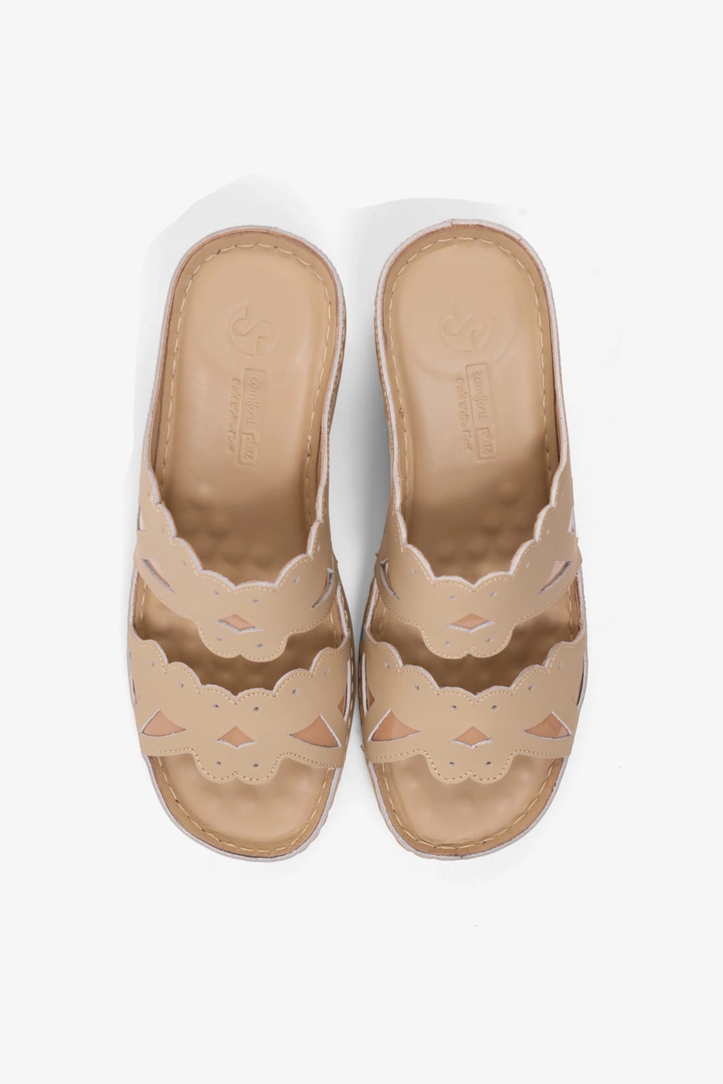 COMFORT PLUS OPEN -TOE SANDALS WITH CUTOUT DESIGN BEIGE - Seventy7