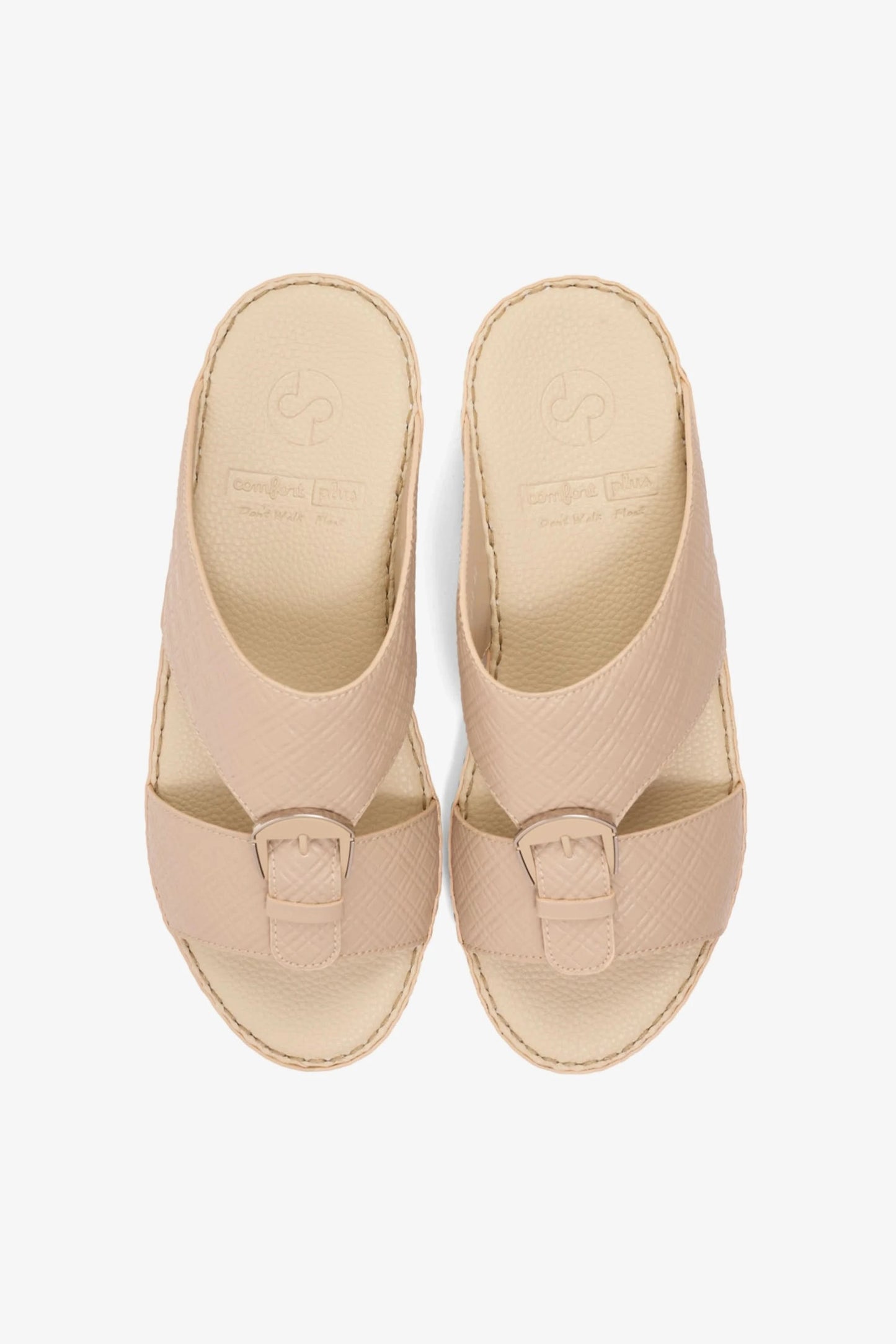 COMFORT PLUS MEN'S CUSHIONED LEATHER SLIP-ON SANDALS MANDORLA - Seventy7