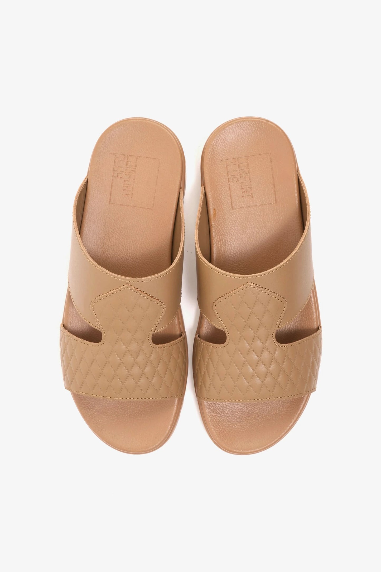 Comfort Plus Men's Quilted Leather Sandals with Stylish Cutouts Olive Brown - Seventy7